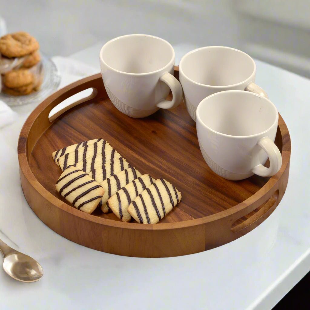 Round Serving Trays - Solid Bottom - Boske.store