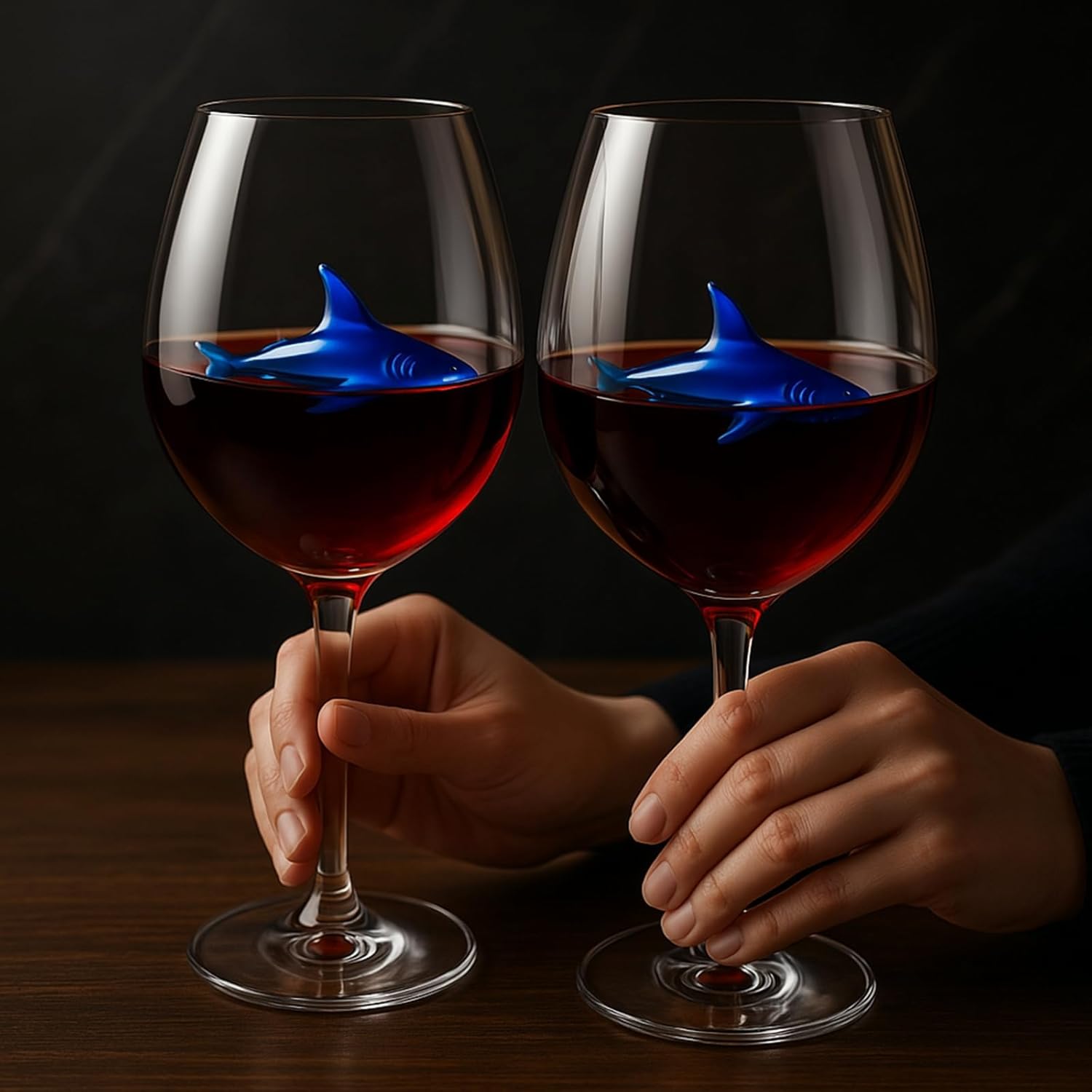 Shark - Inspired Wine Glasses Set of 2 – 13oz Stemmed Red & White Wine Glass with 3D Shark Inside – Unique Glassware Gift for Men, Dad, or Host - Boske.store