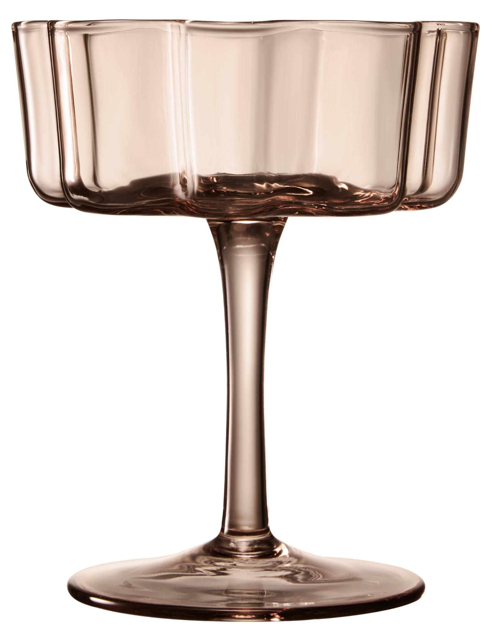 Flower Wave Coupe Cocktail Colored Glasses | Set of 6 | Venus Brown Colors - Boske.store