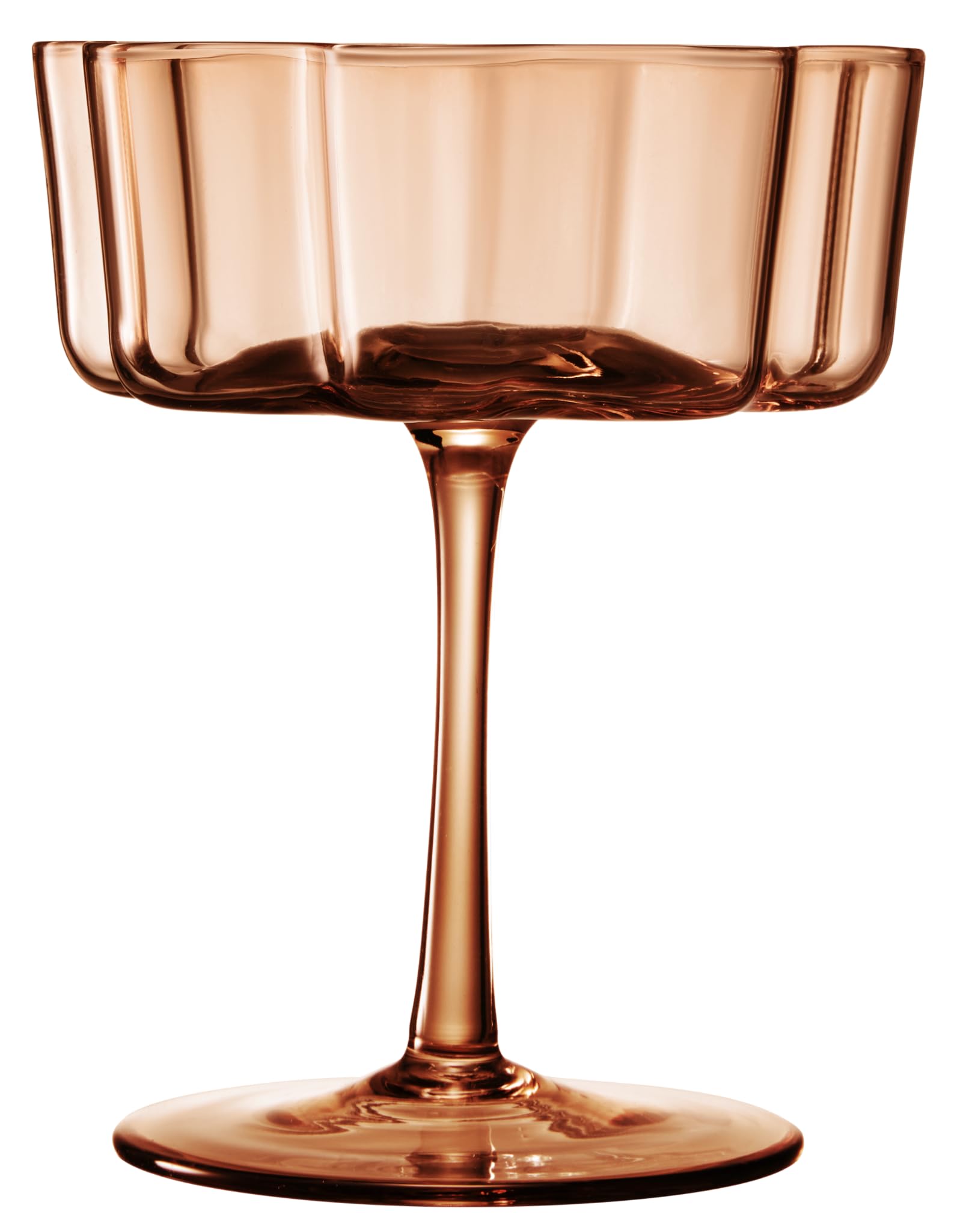 Flower Wave Coupe Cocktail Colored Glasses | Set of 6 | Venus Brown Colors - Boske.store