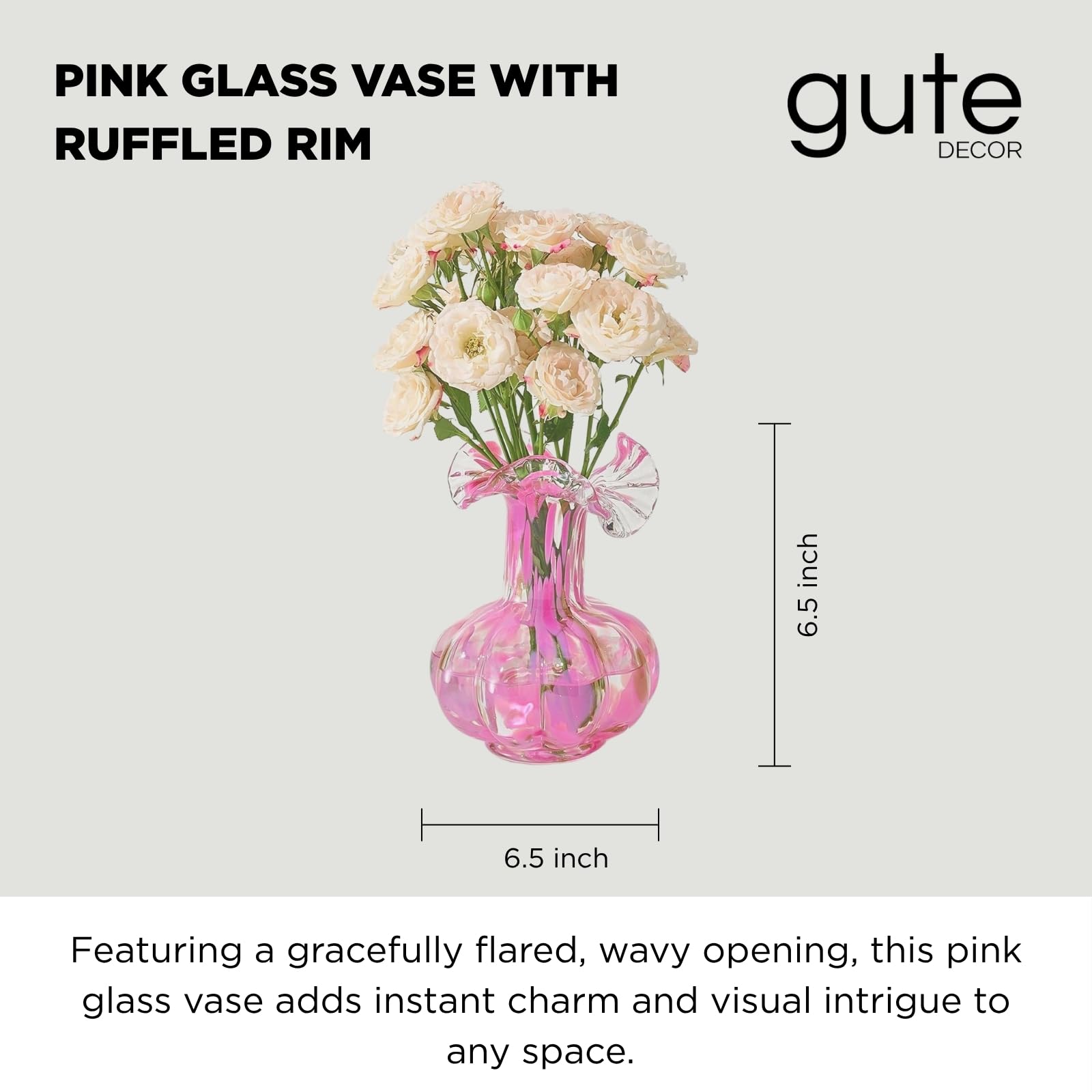 Soft Bloom Hand‑Blown Glass Flower Vase Décor  – 7″  - Boske.store