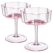 Flower Wave Coupe Cocktail Colored Glasses | Set of 4 | Blush Pink - Boske.store