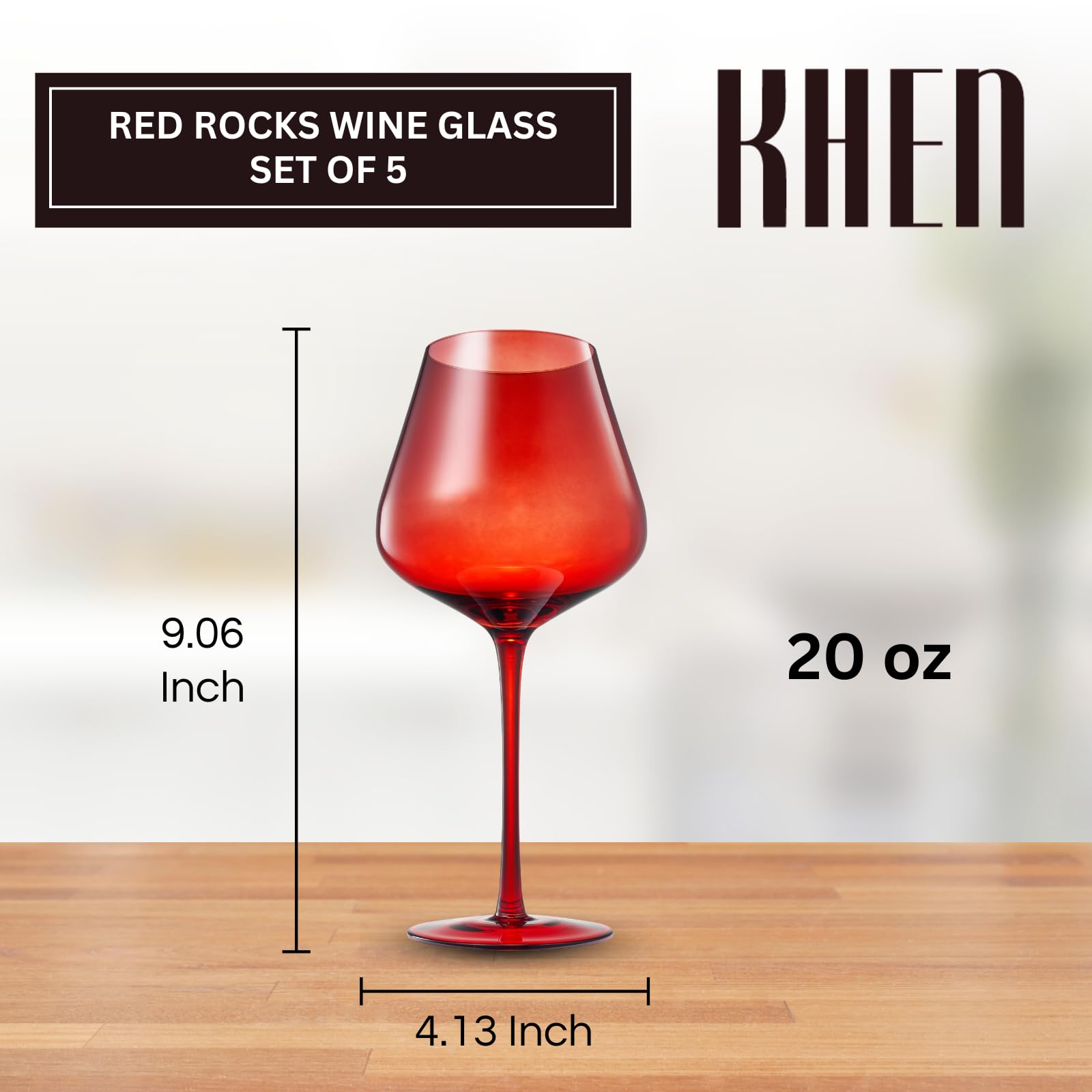 Red Rocks Gradient Colored Wine Glass | Set of 5 | 20 oz - Boske.store