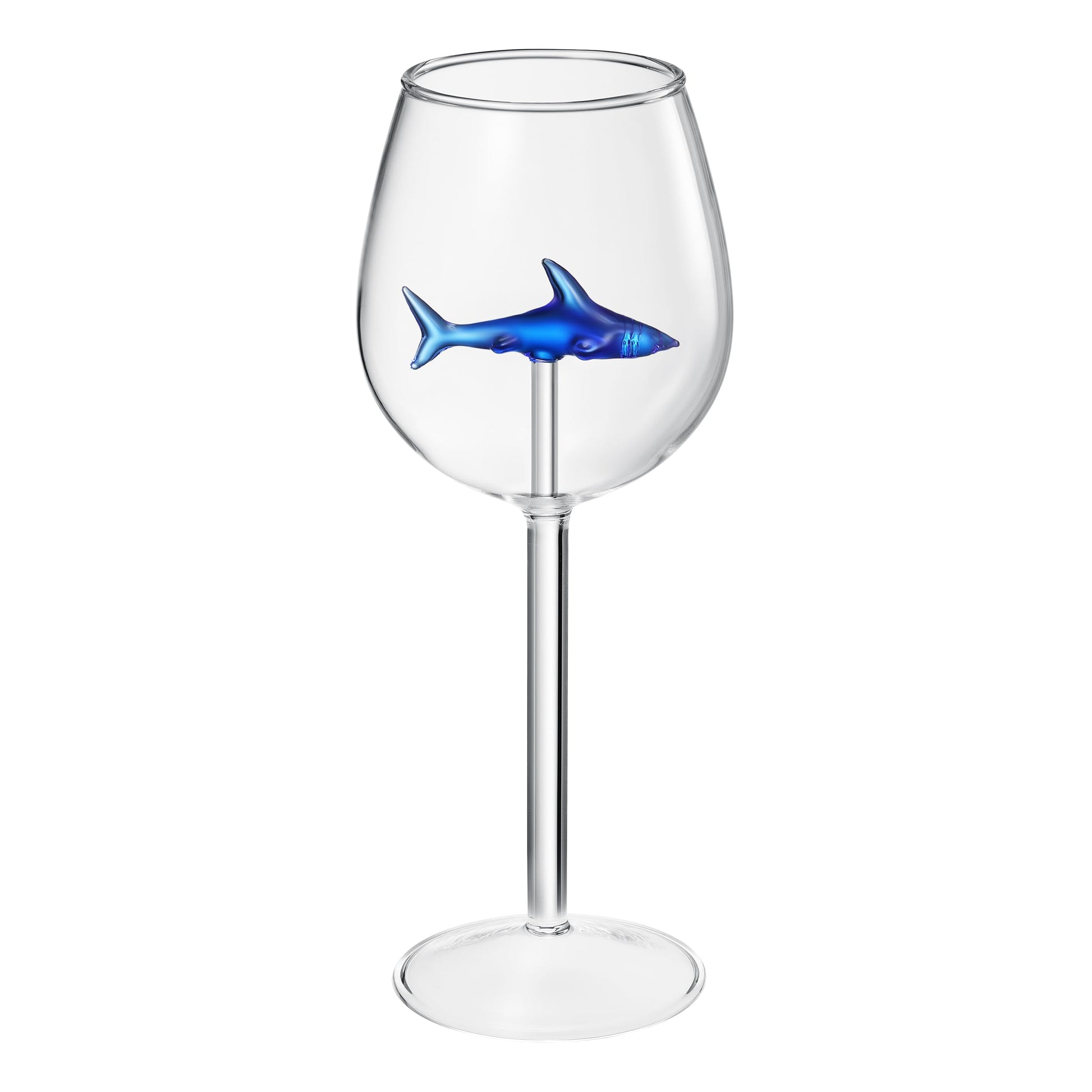Shark - Inspired Wine Glasses Set of 2 – 13oz Stemmed Red & White Wine Glass with 3D Shark Inside – Unique Glassware Gift for Men, Dad, or Host - Boske.store