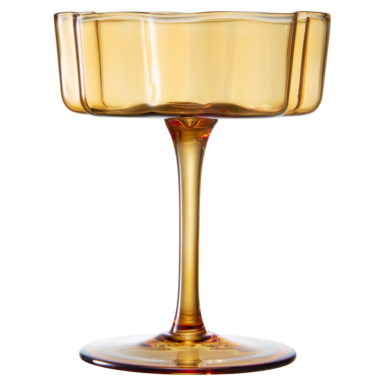 Flower Wave Coupe Cocktail Colored Glasses | Set of 2 | Amber - Boske.store