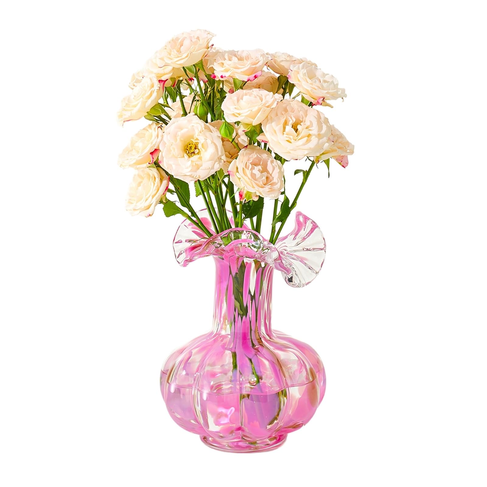 Soft Bloom Hand‑Blown Glass Flower Vase Décor  – 7″  - Boske.store