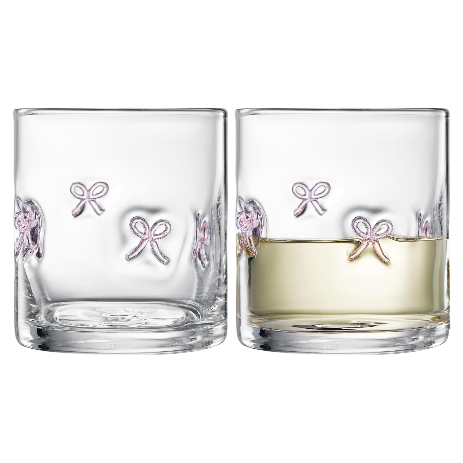 Khen Bowtie Tumblers Set Stylish Break Resistant Acrylic Drinkware for Cocktail Wedding Gift Use - Set of 2 Pink - Boske.store