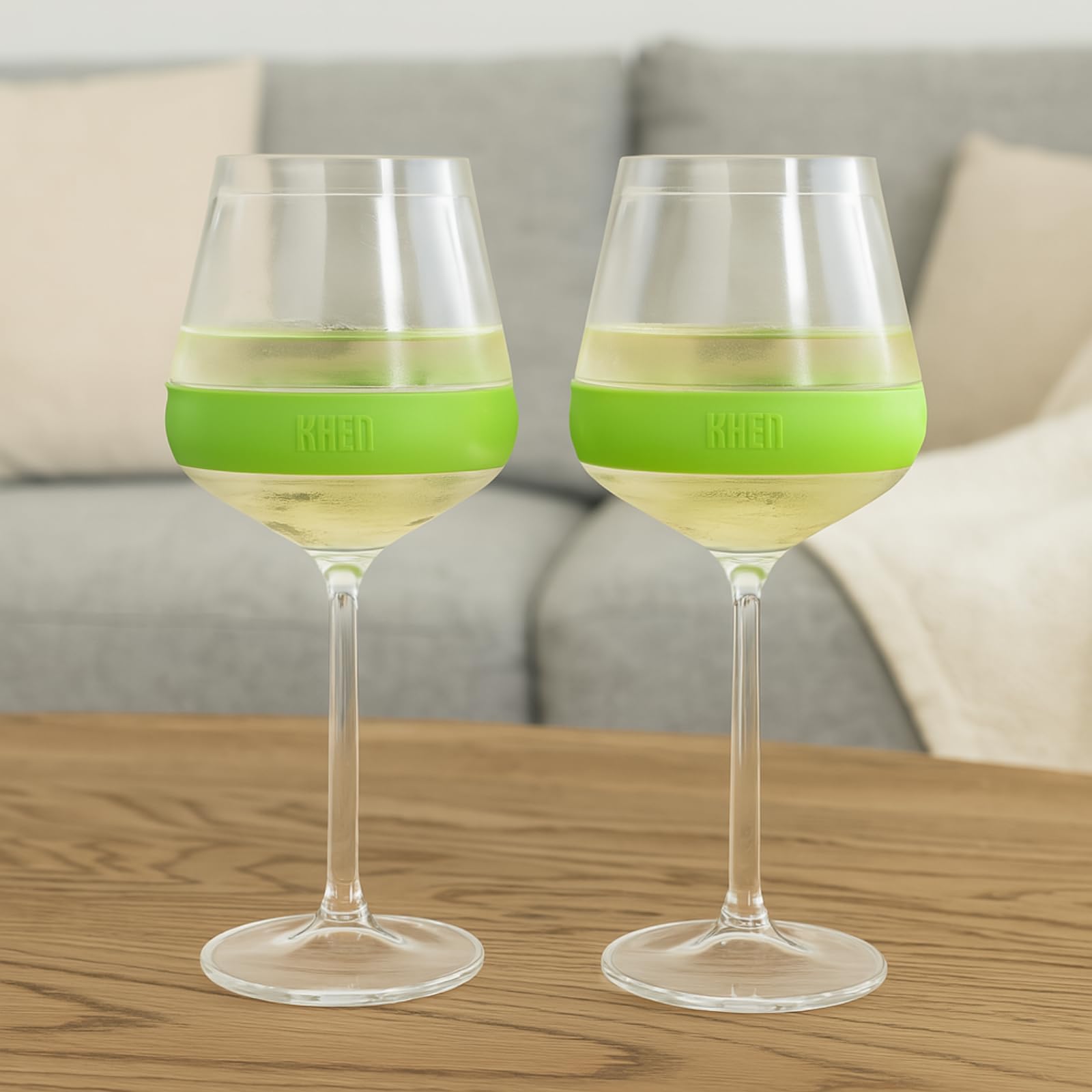Stemmed Acrylic Cooling Wine  Glasses 14oz | Set of 2 | Green - Boske.store