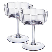 Flower Wave Coupe Cocktail Colored Glasses | Set of 2 | Grey - Boske.store