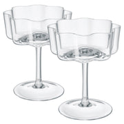 Flower Wave Coupe Cocktail Colored Glass | Set of 2 | Clear - Boske.store