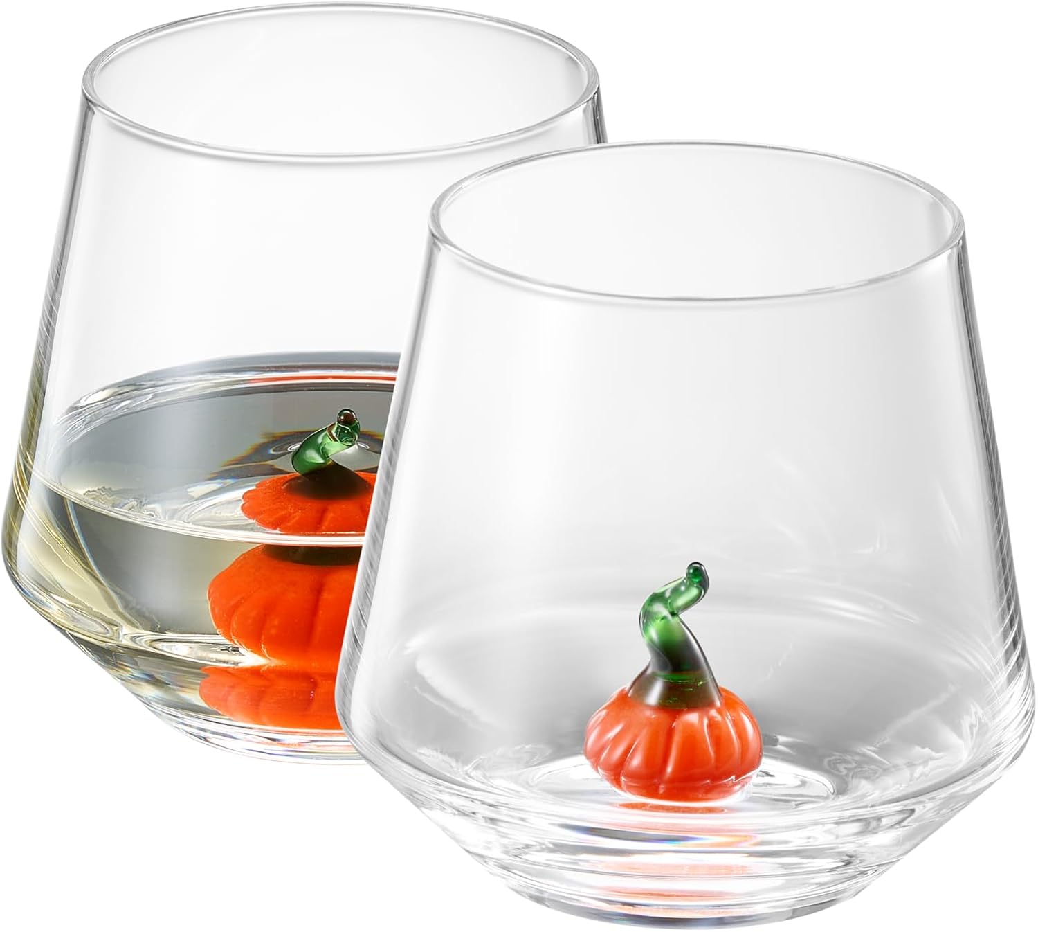 Khen Pumpkin Glass Set Fall Drinkware Decorative Break Resistant Tumbler Cups Barware Holiday Gift - 12oz Clear - Boske.store