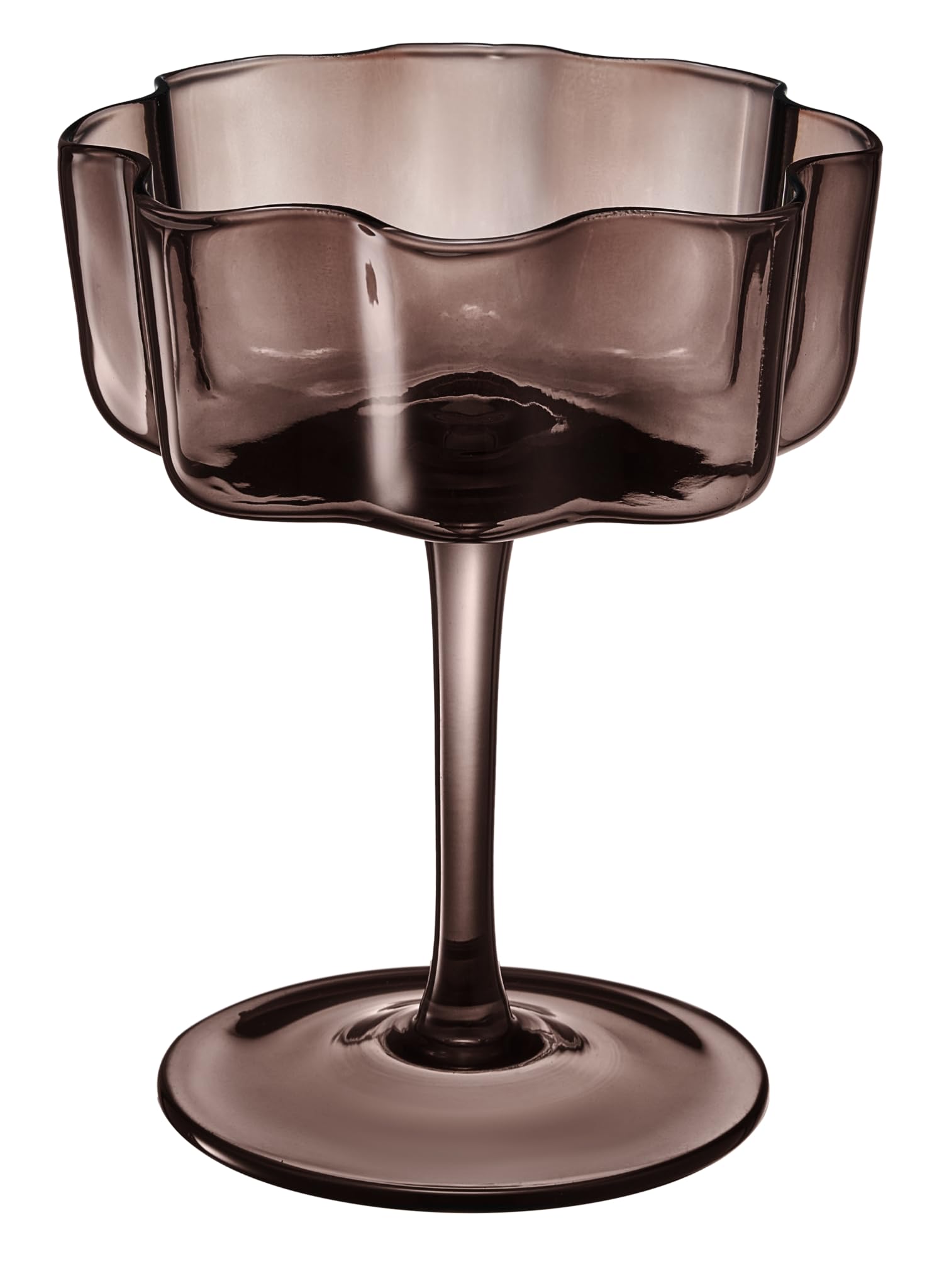 Flower Wave Coupe Cocktail Colored Glasses | Set of 6 | Venus Brown Colors - Boske.store