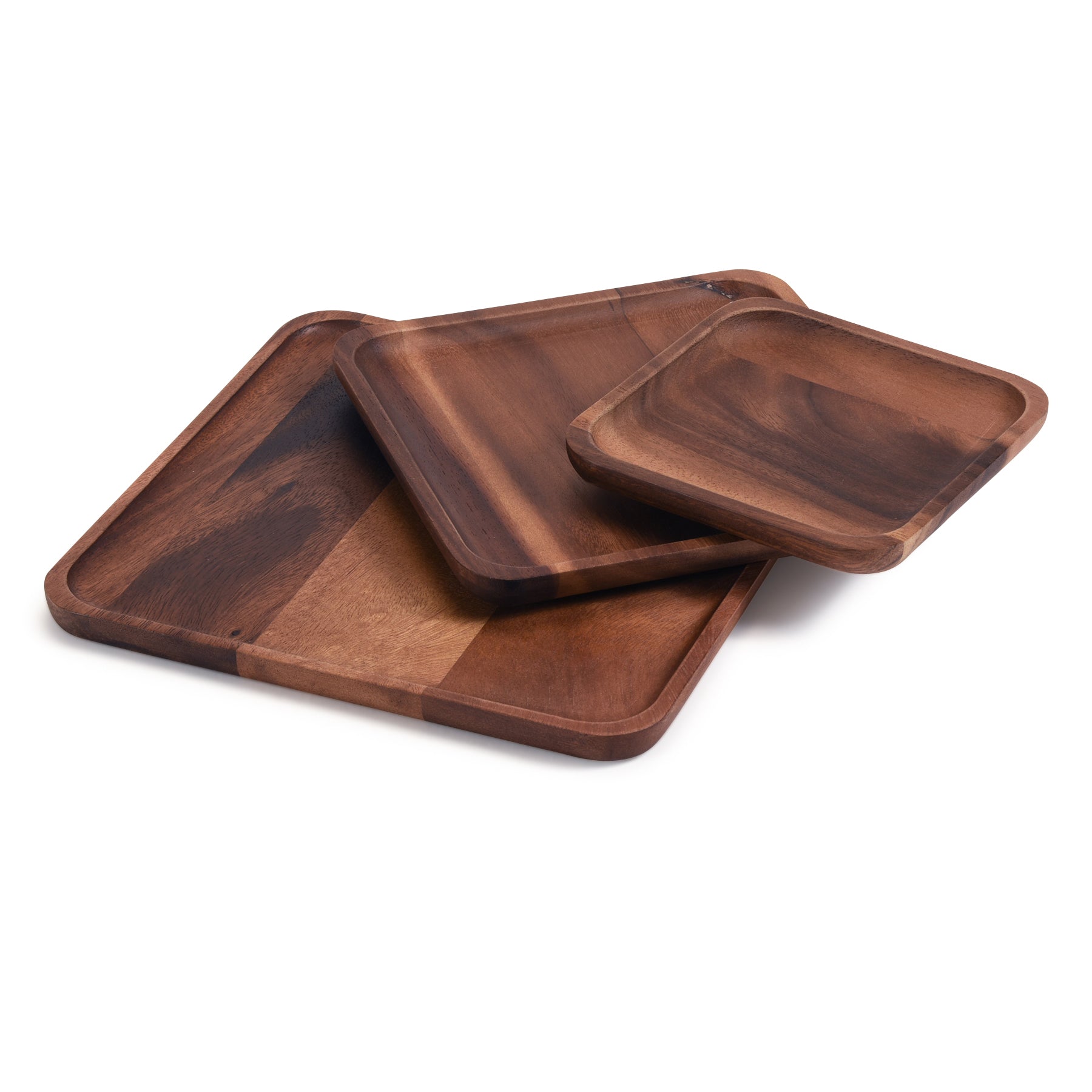 set of 3 Acacia Plates - 1 each size - Boske.store