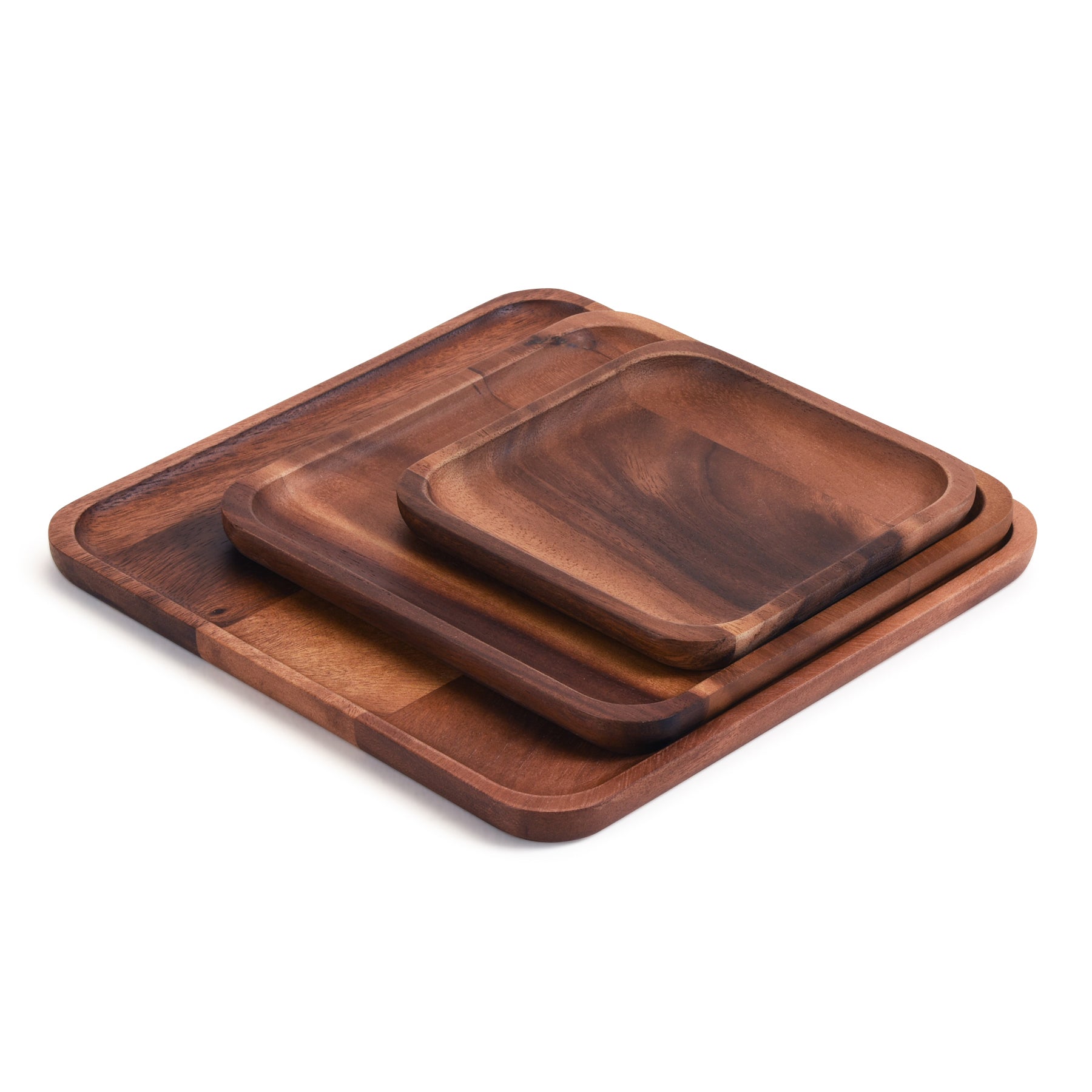 set of 3 Acacia Plates - 1 each size - Boske.store