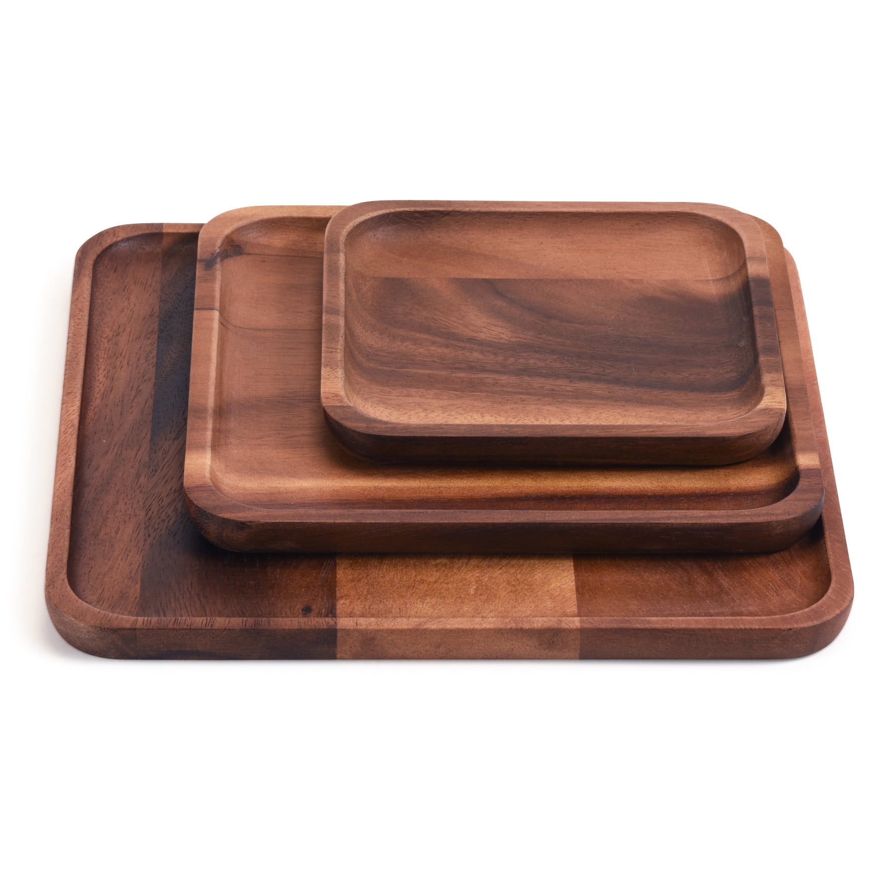 set of 3 Acacia Plates - 1 each size - Boske.store