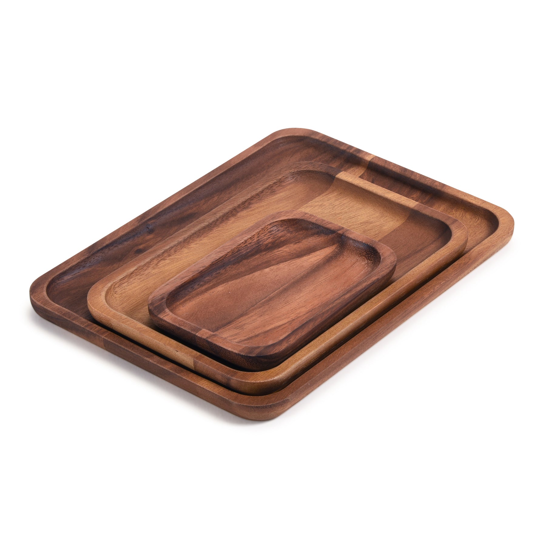set of 3 Acacia Plates - 1 each size - Boske.store