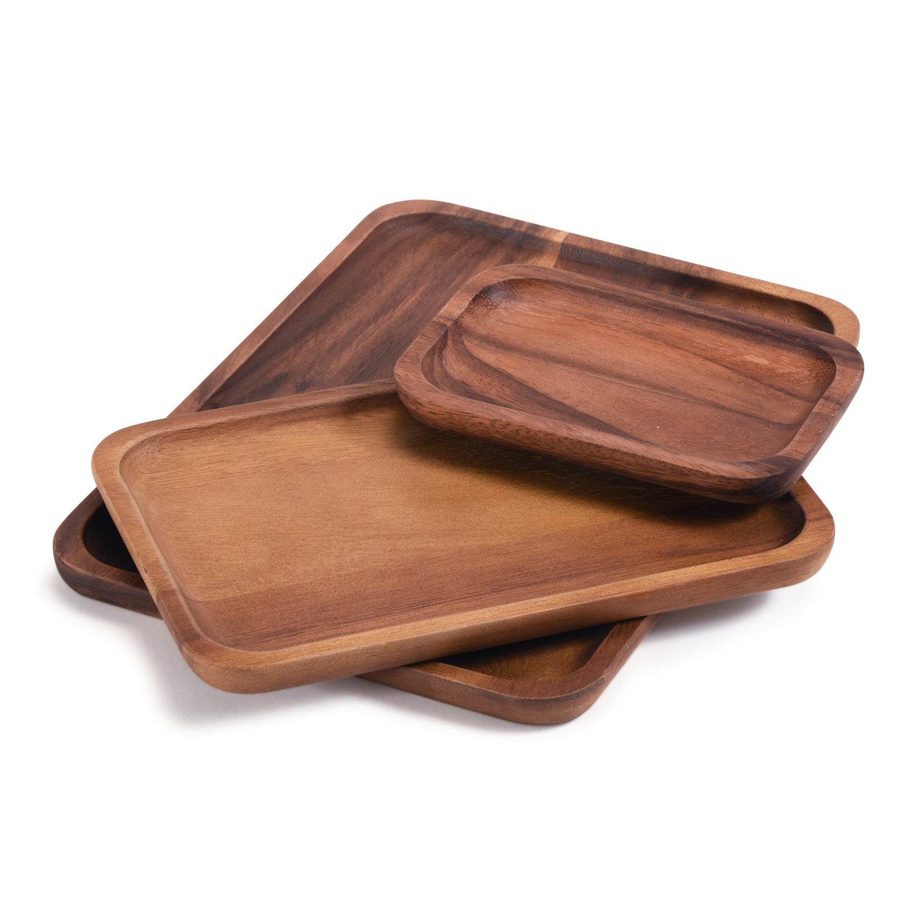 set of 3 Acacia Plates - 1 each size - Boske.store