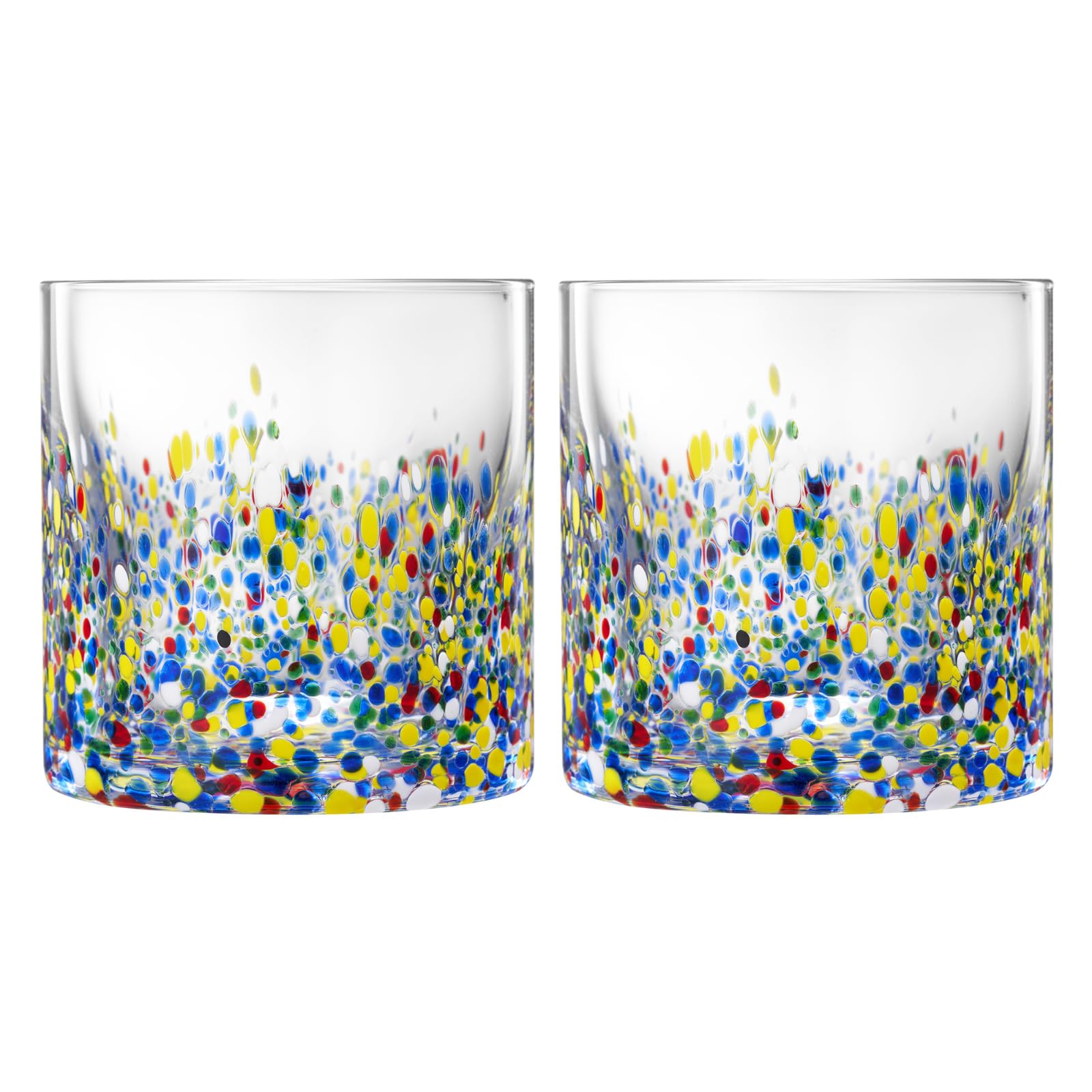 The Wine Savant Mexican Style Glass Hand Blown Colorful Artisan Design Glass Barware DOF Glassware - Confetti Rock - Boske.store