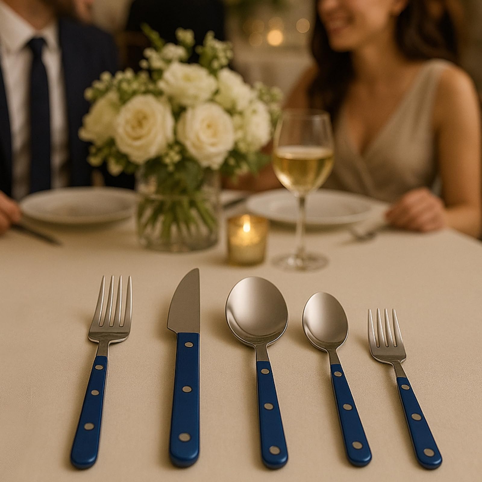 Khen Blue Cutlery Set of 20 –18/8 Stainless Steel Flatware - Boske.store