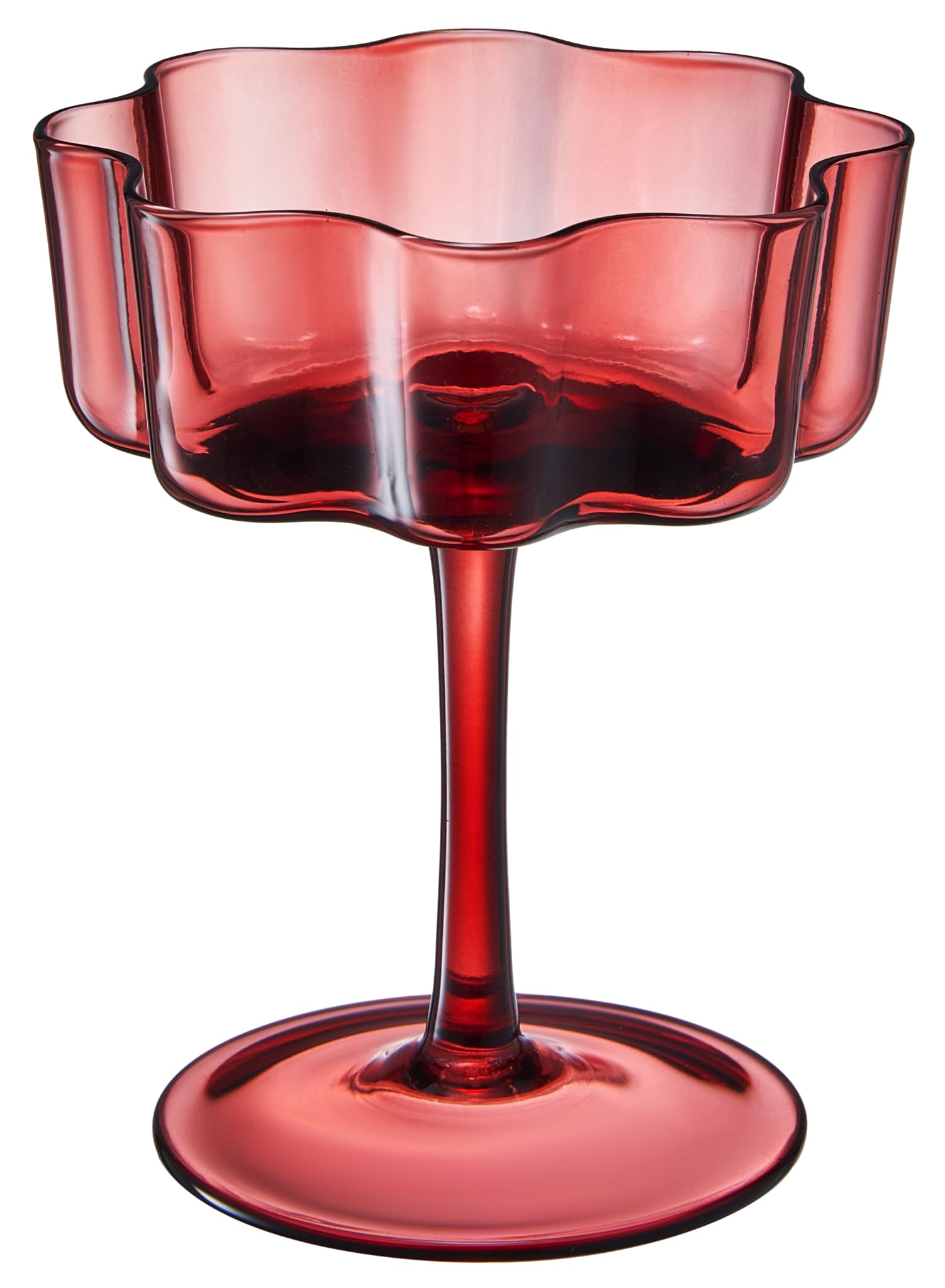 Flower Wave Coupe Cocktail Colored Glasses | Set of 6 | Muted Colors - Boske.store