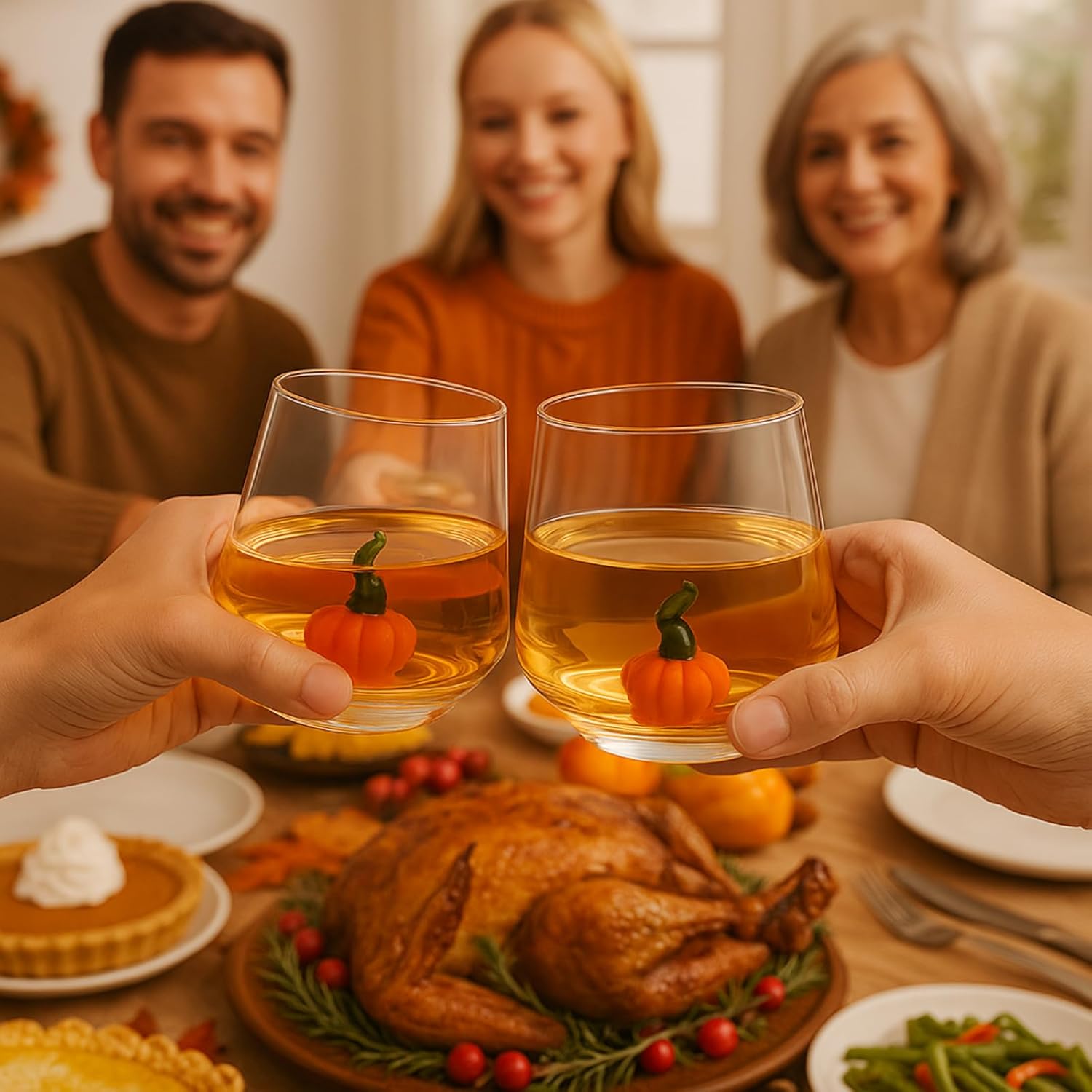 Khen Pumpkin Glass Set Fall Drinkware Decorative Break Resistant Tumbler Cups Barware Holiday Gift - 12oz Clear - Boske.store