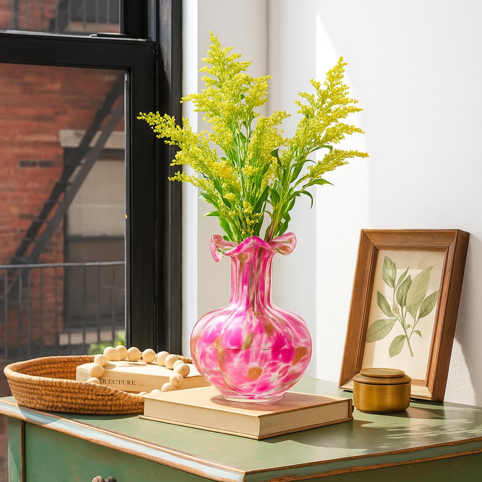 Soft Bloom Hand‑Blown Glass Flower Vase Décor  – 7″  - Boske.store