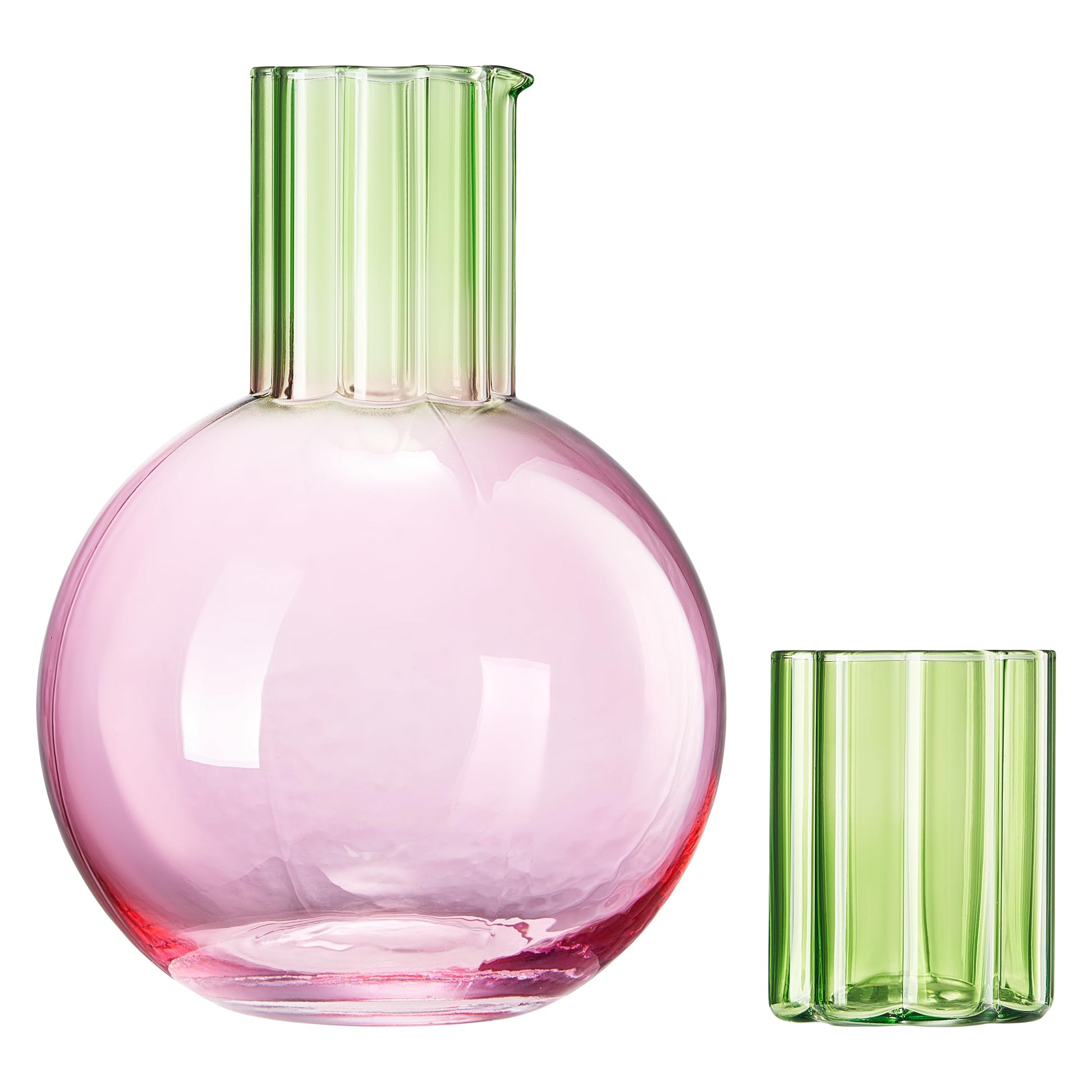Colorful Carafe & Ribbed Flower Cup Set | 44oz Glasses - Boske.store