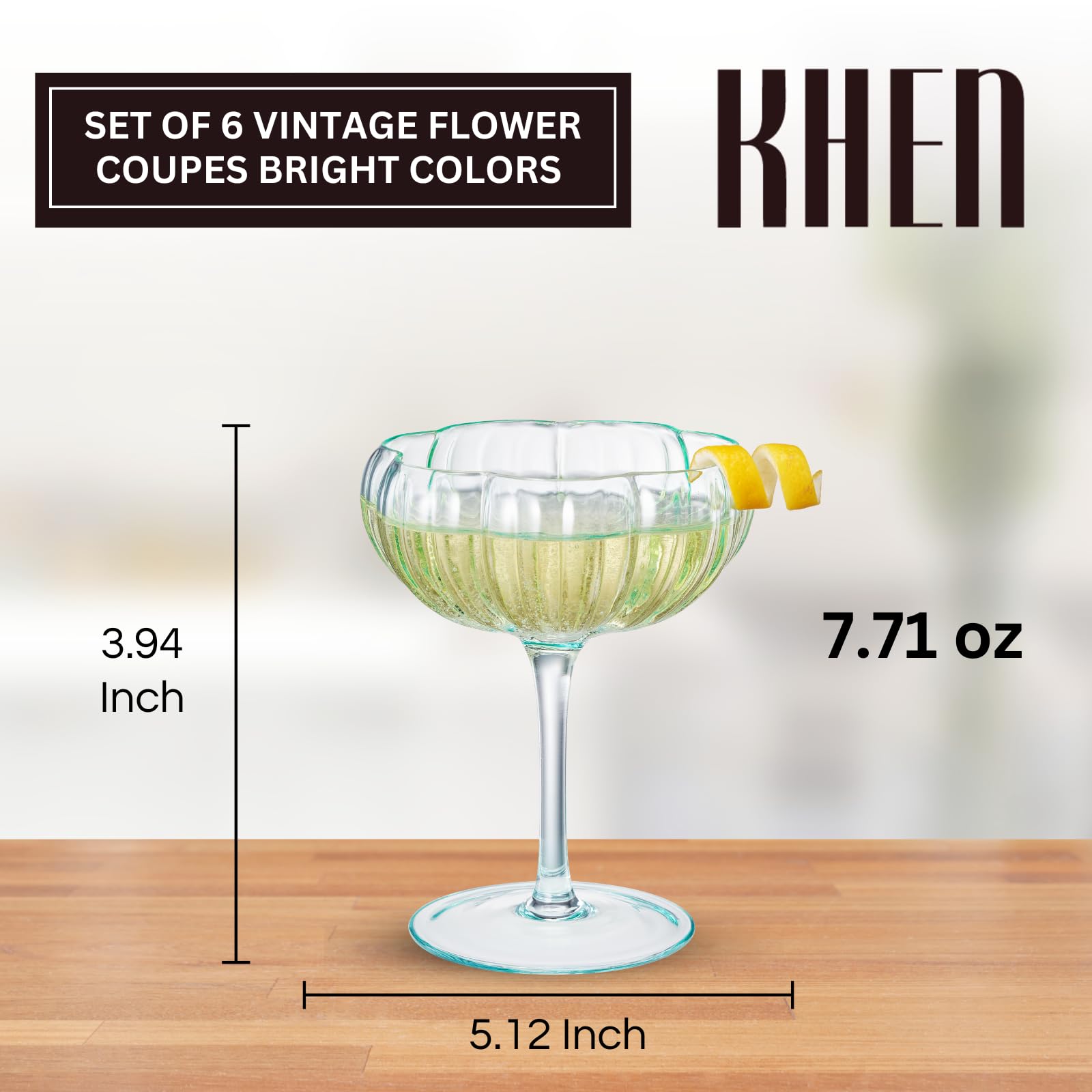 Flower Coupe Cocktail Glasses | Set of 4 | Bright Colors - Boske.store
