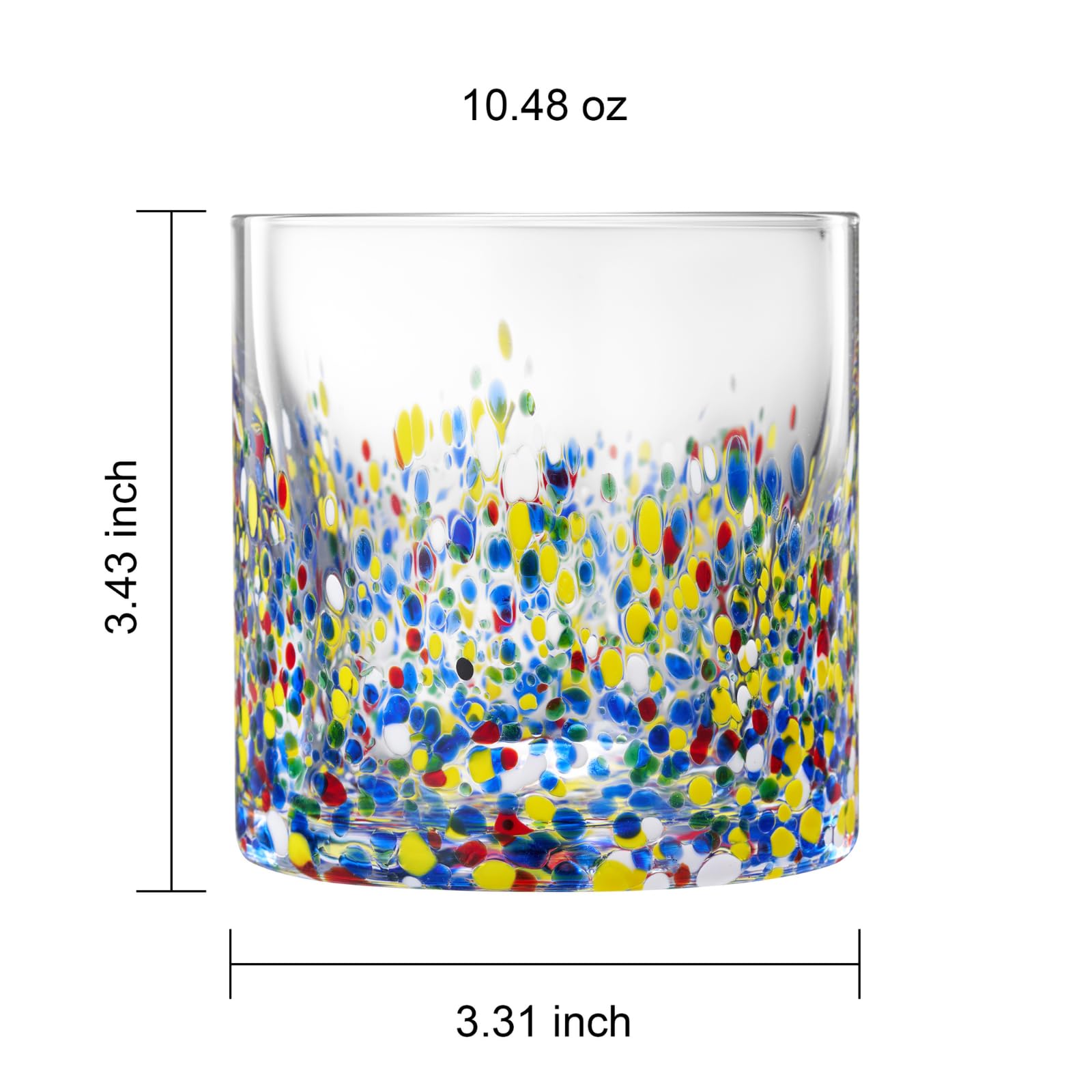The Wine Savant Mexican Style Glass Hand Blown Colorful Artisan Design Glass Barware DOF Glassware - Confetti Rock - Boske.store