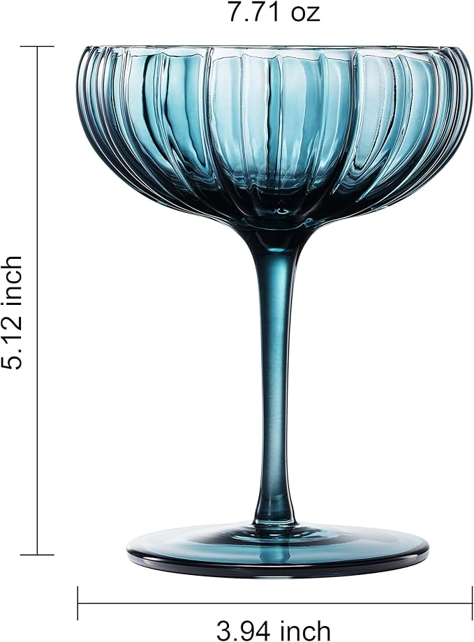 Flower Coupe Cocktail Colored Glasses | Set of 4 | Muted - Boske.store