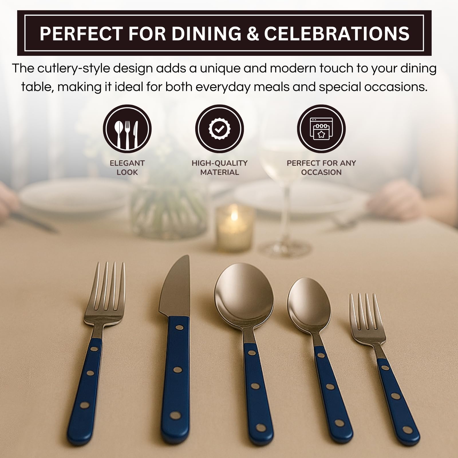 Khen Blue Cutlery Set of 20 –18/8 Stainless Steel Flatware - Boske.store