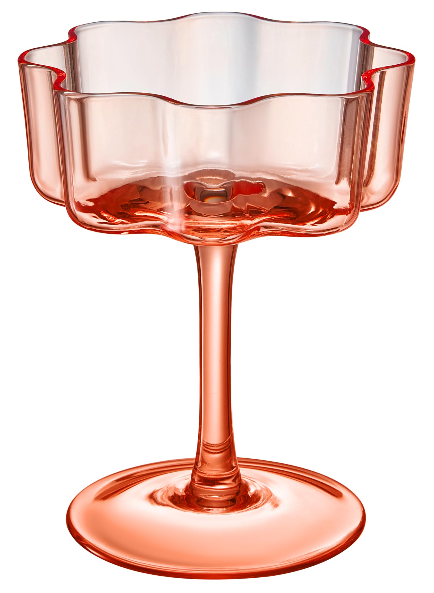 Flower Wave Coupe Cocktail Colored Glasses | Set of 5 | Fall/Holiday Colors - Boske.store