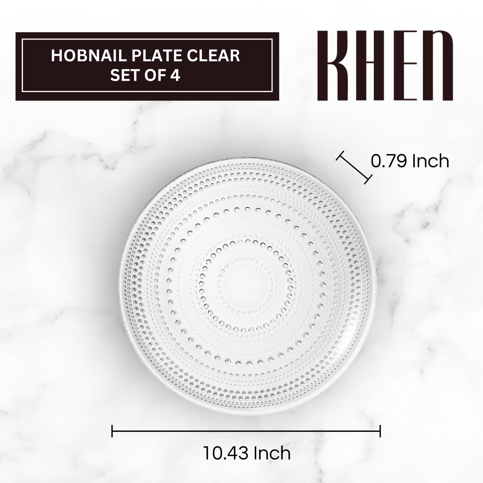Glass Hobnail Dinner or Charger Plates | Set of 4 | Clear - Boske.store