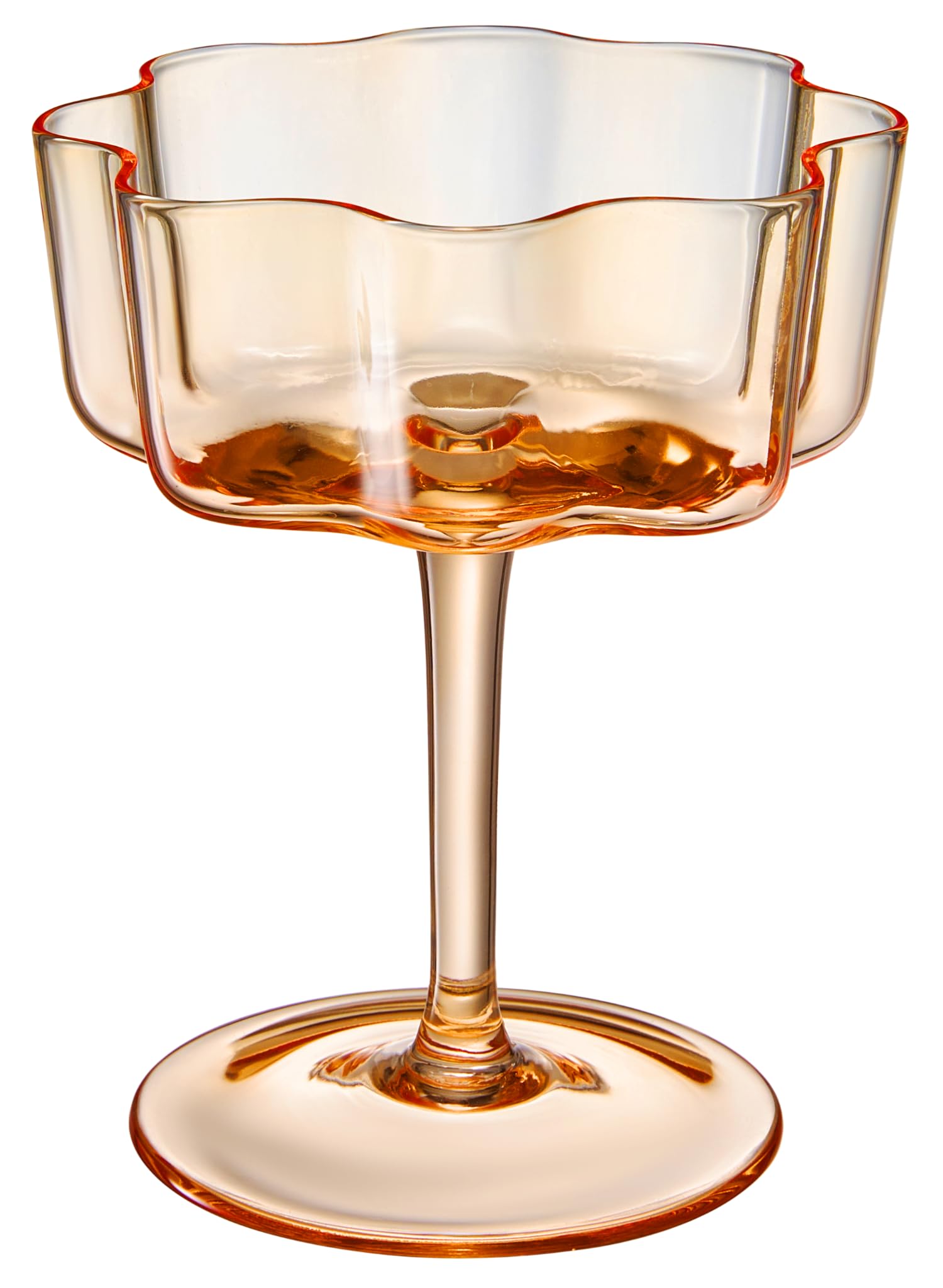 Flower Wave Coupe Cocktail Colored Glasses | Set of 5 | Fall/Holiday Colors - Boske.store
