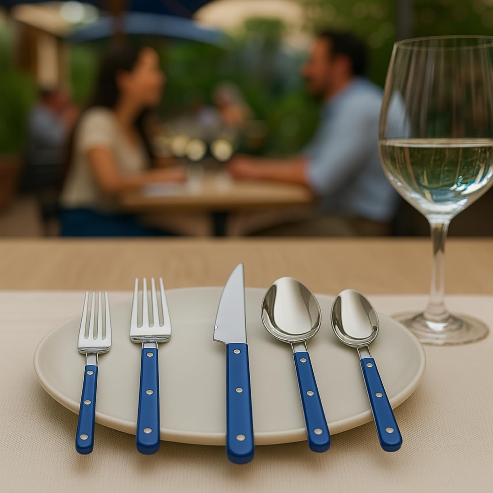 Khen Blue Cutlery Set of 20 –18/8 Stainless Steel Flatware - Boske.store