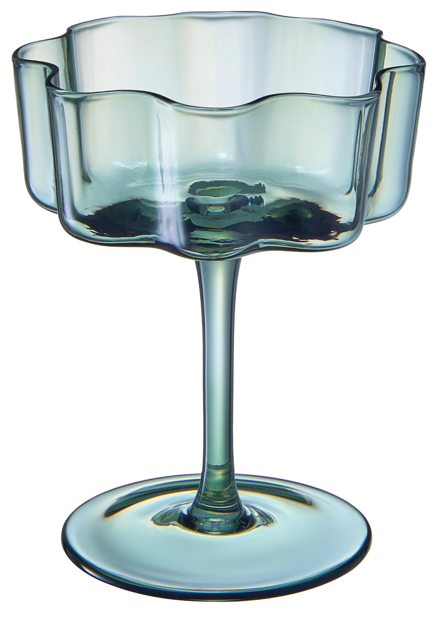 Flower Wave Coupe Cocktail Colored Glasses | Set of 6 | Muted Colors - Boske.store