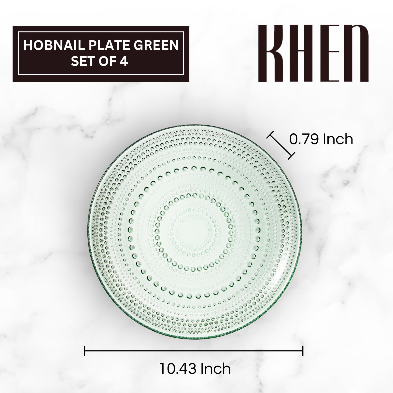 Glass Hobnail Dinner or Charger Plates | Set of 4 | Green - Boske.store