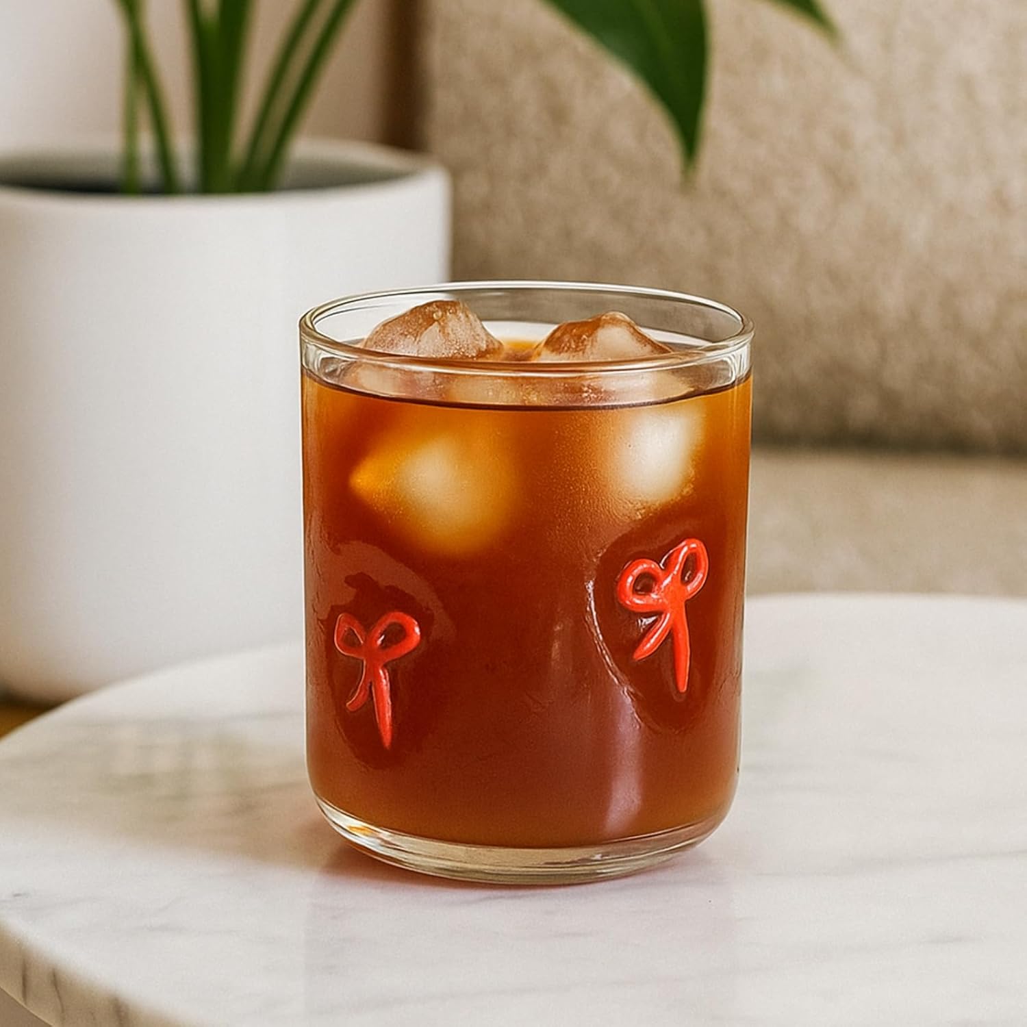 Red Bowtie Tumbler | Clear Water or Juice Glasses | Set of 2 - Boske.store