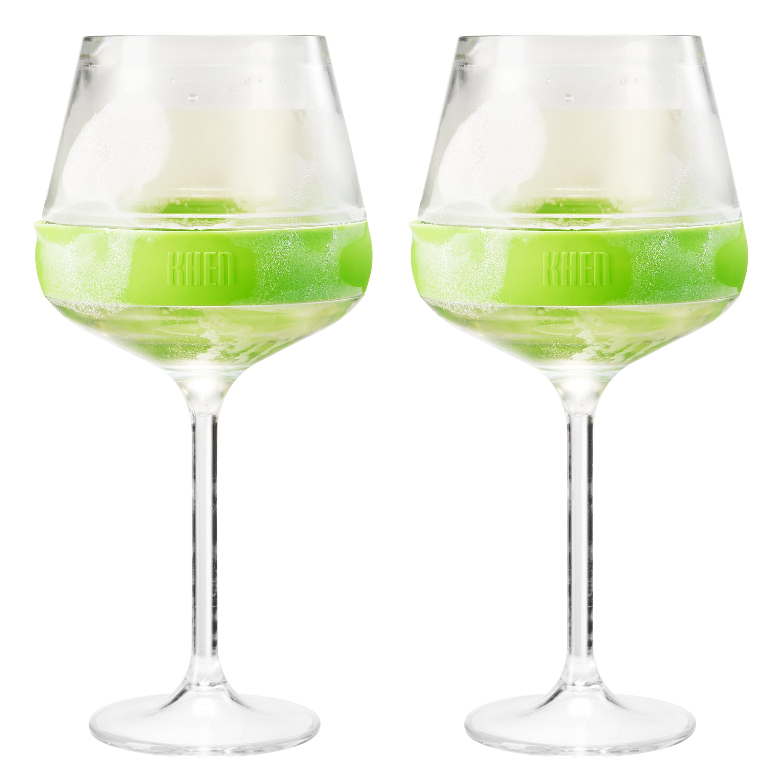 Stemmed Acrylic Cooling Wine  Glasses 14oz | Set of 2 | Green - Boske.store