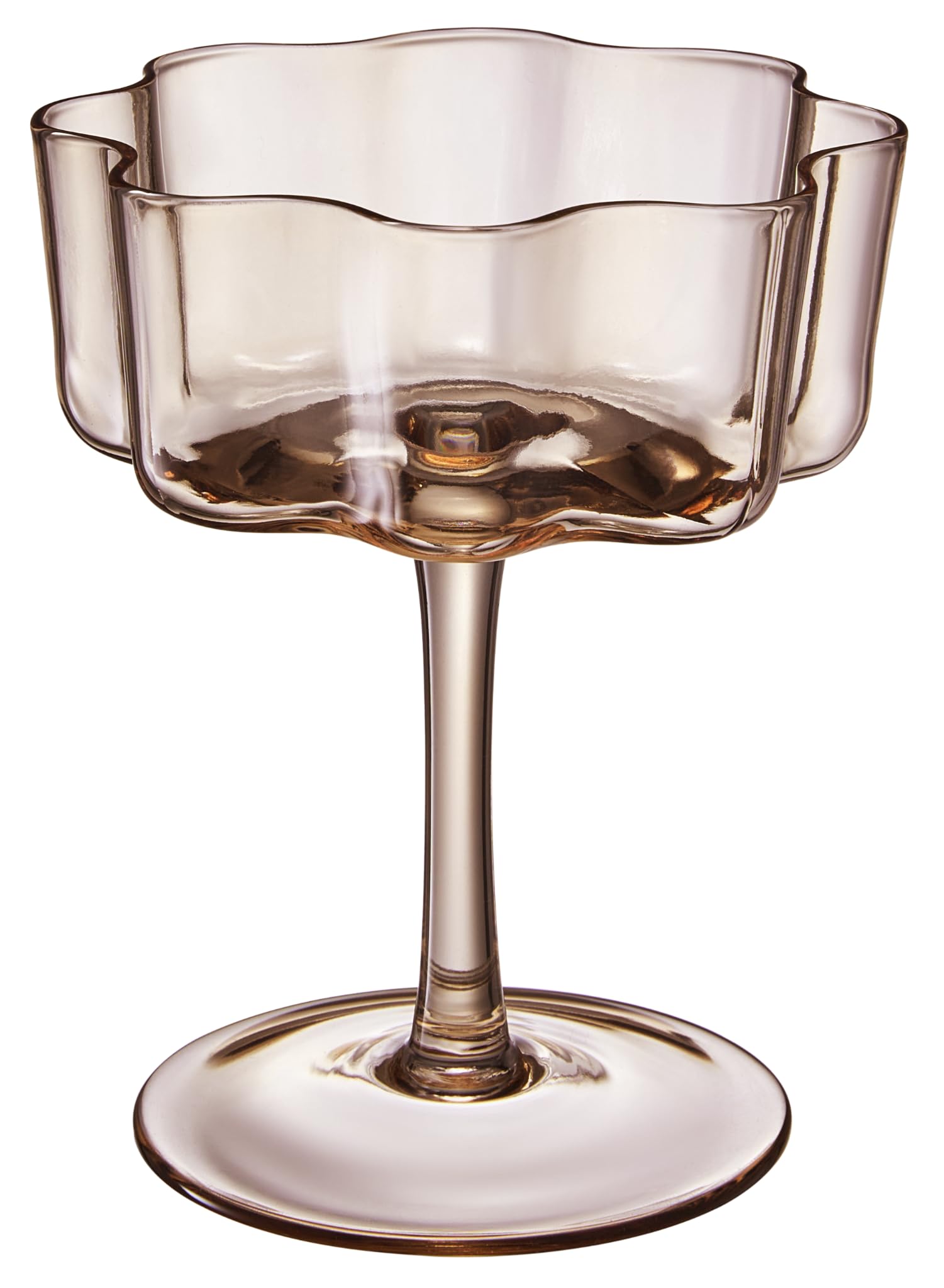 Flower Wave Coupe Cocktail Colored Glasses | Set of 6 | Muted Colors - Boske.store