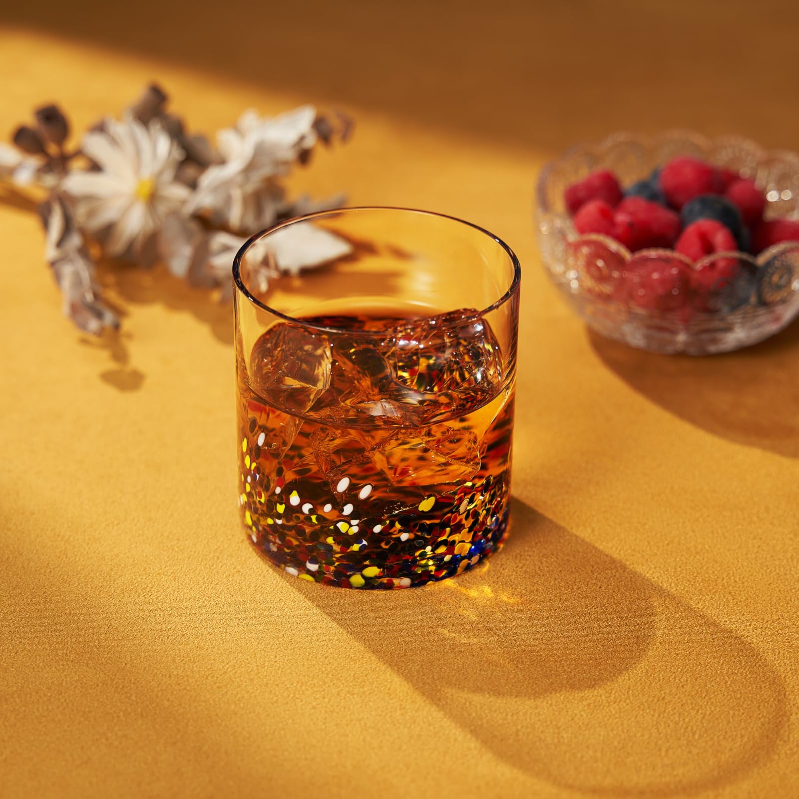 The Wine Savant Mexican Style Glass Hand Blown Colorful Artisan Design Glass Barware DOF Glassware - Confetti Rock - Boske.store