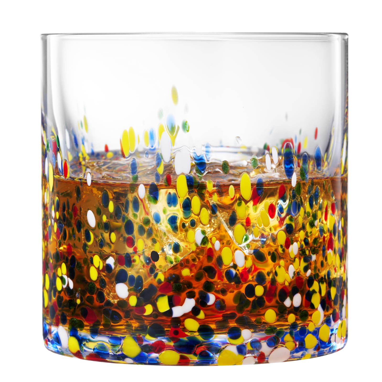 The Wine Savant Mexican Style Glass Hand Blown Colorful Artisan Design Glass Barware DOF Glassware - Confetti Rock - Boske.store