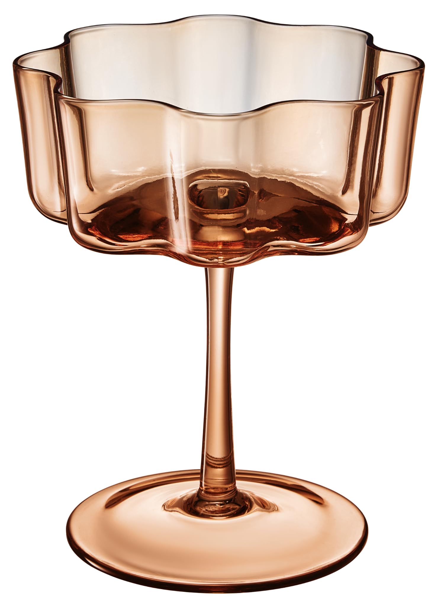 Flower Wave Coupe Cocktail Colored Glasses | Set of 6 | Venus Brown Colors - Boske.store