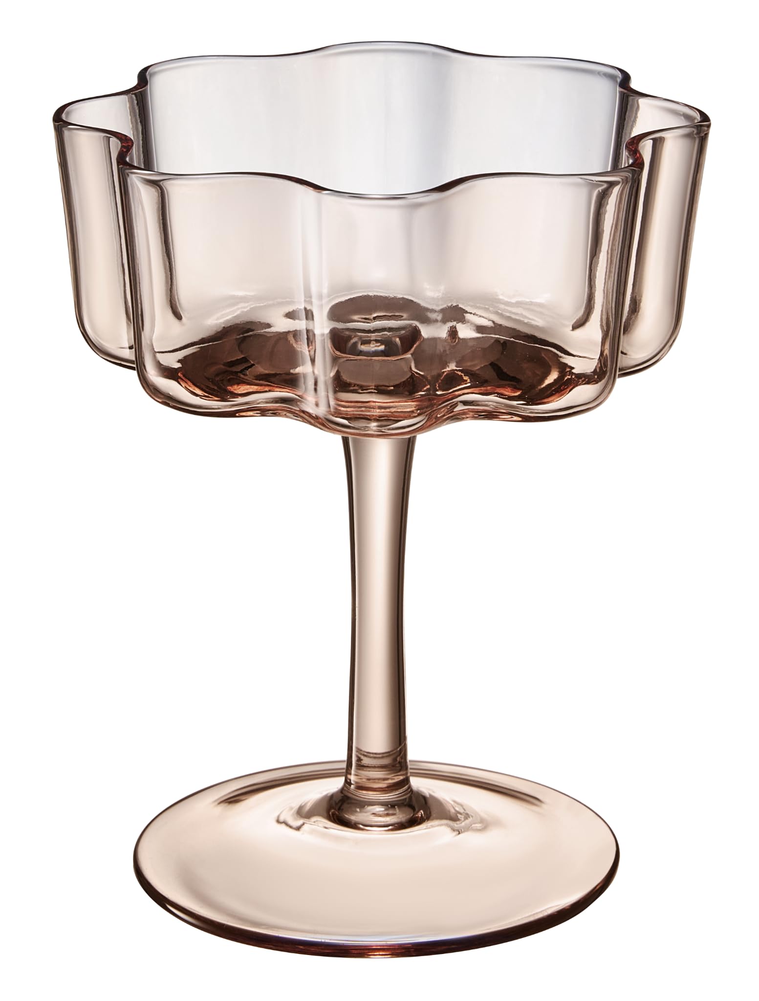 Flower Wave Coupe Cocktail Colored Glasses | Set of 6 | Venus Brown Colors - Boske.store