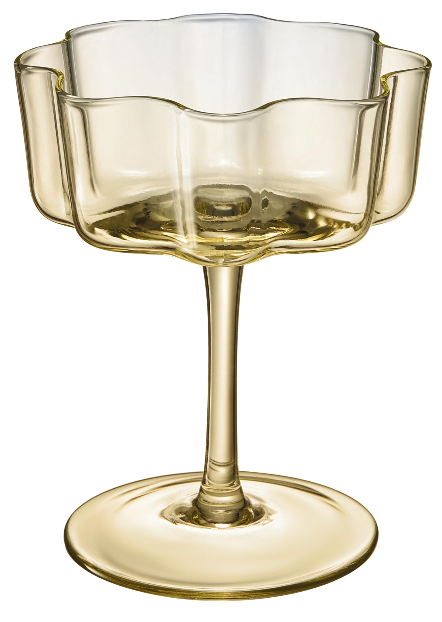 Flower Wave Coupe Cocktail Colored Glasses | Set of 5 | Fall/Holiday Colors - Boske.store