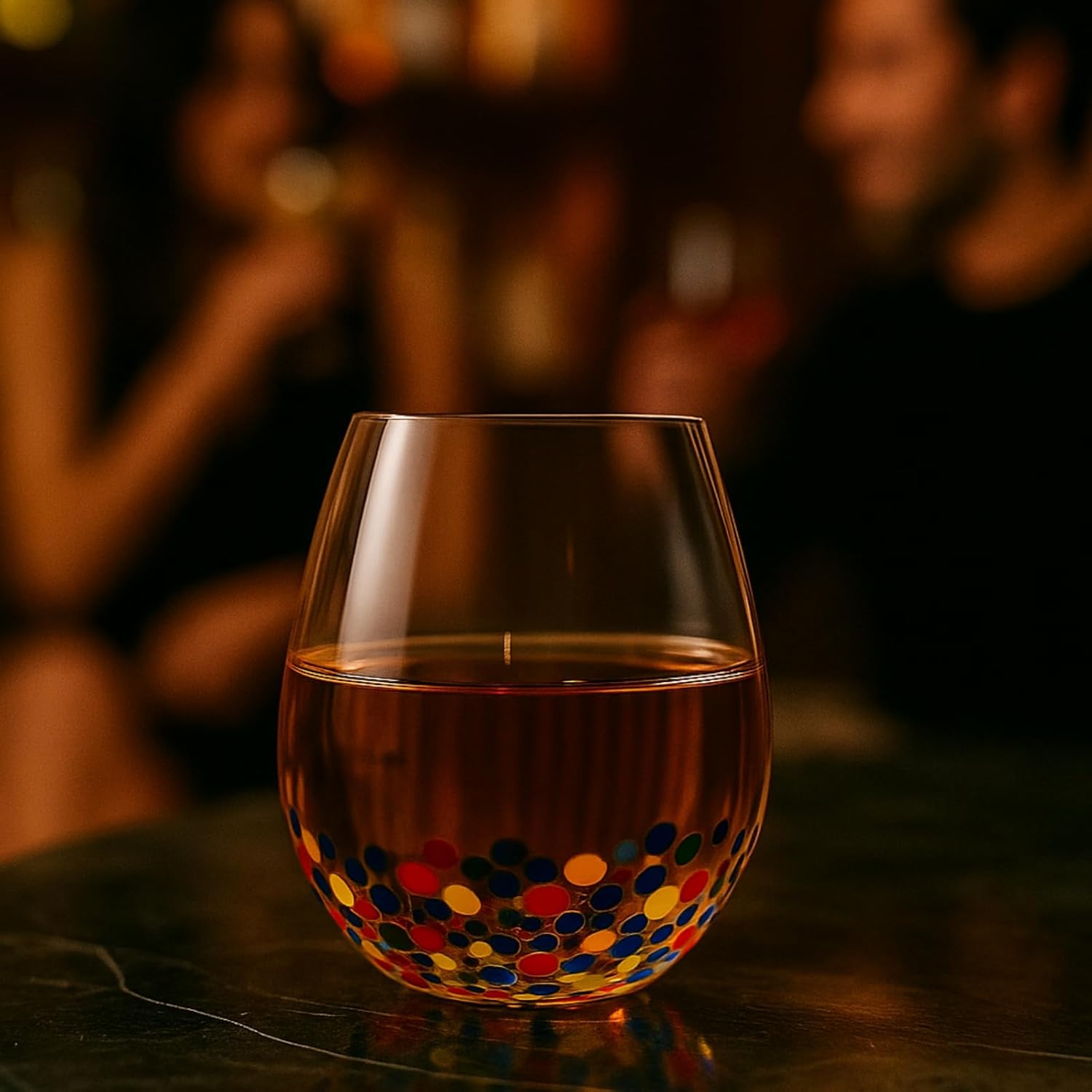 The Wine Savant Mexican Wine Glasses Hand Blown Confetti Rock Artistic Break Resistant Glass Drinkware - Clear - Boske.store