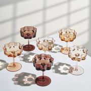 Flower Wave Coupe Cocktail Colored Glasses | Set of 6 | Venus Brown Colors - Boske.store