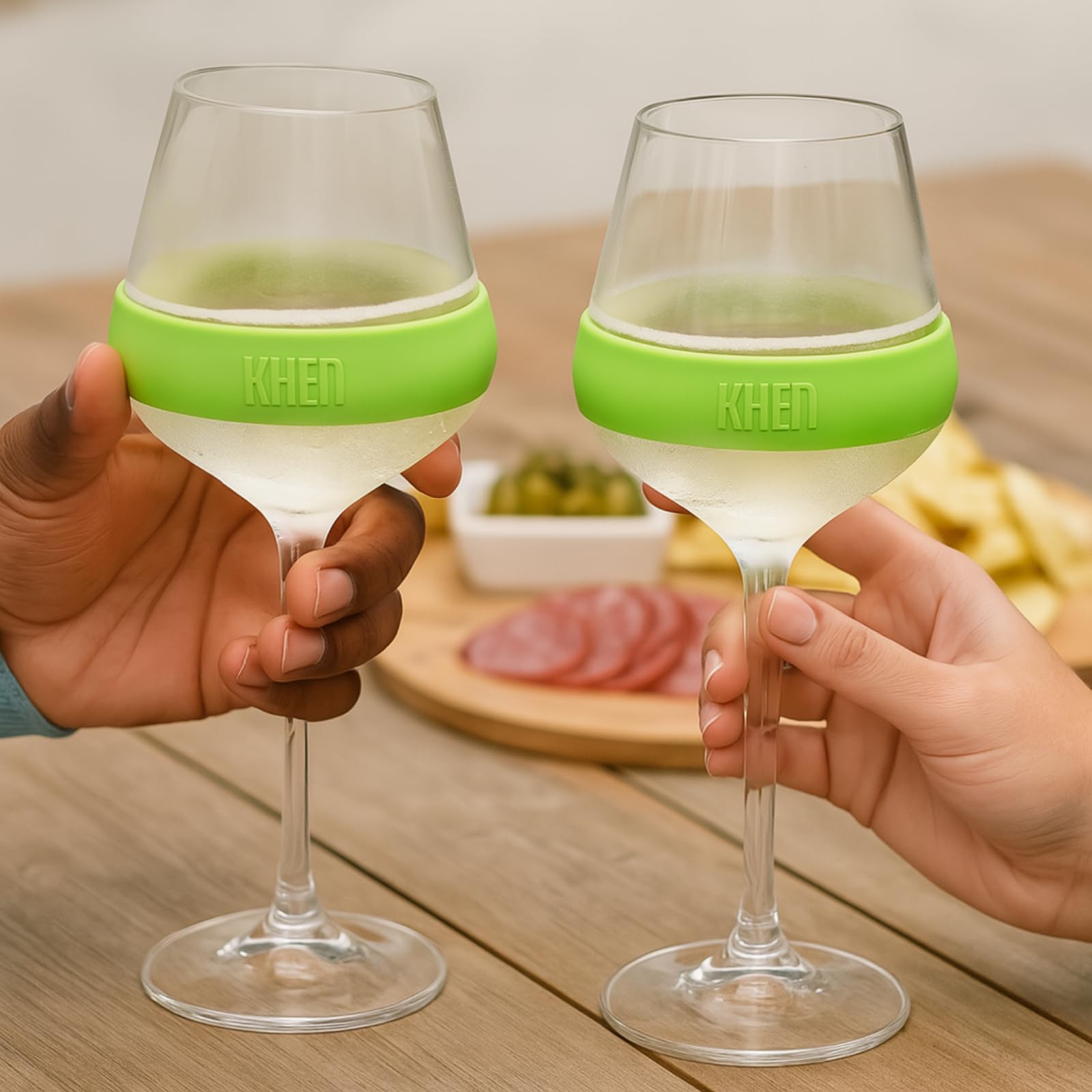 Stemmed Acrylic Cooling Wine  Glasses 14oz | Set of 2 | Green - Boske.store