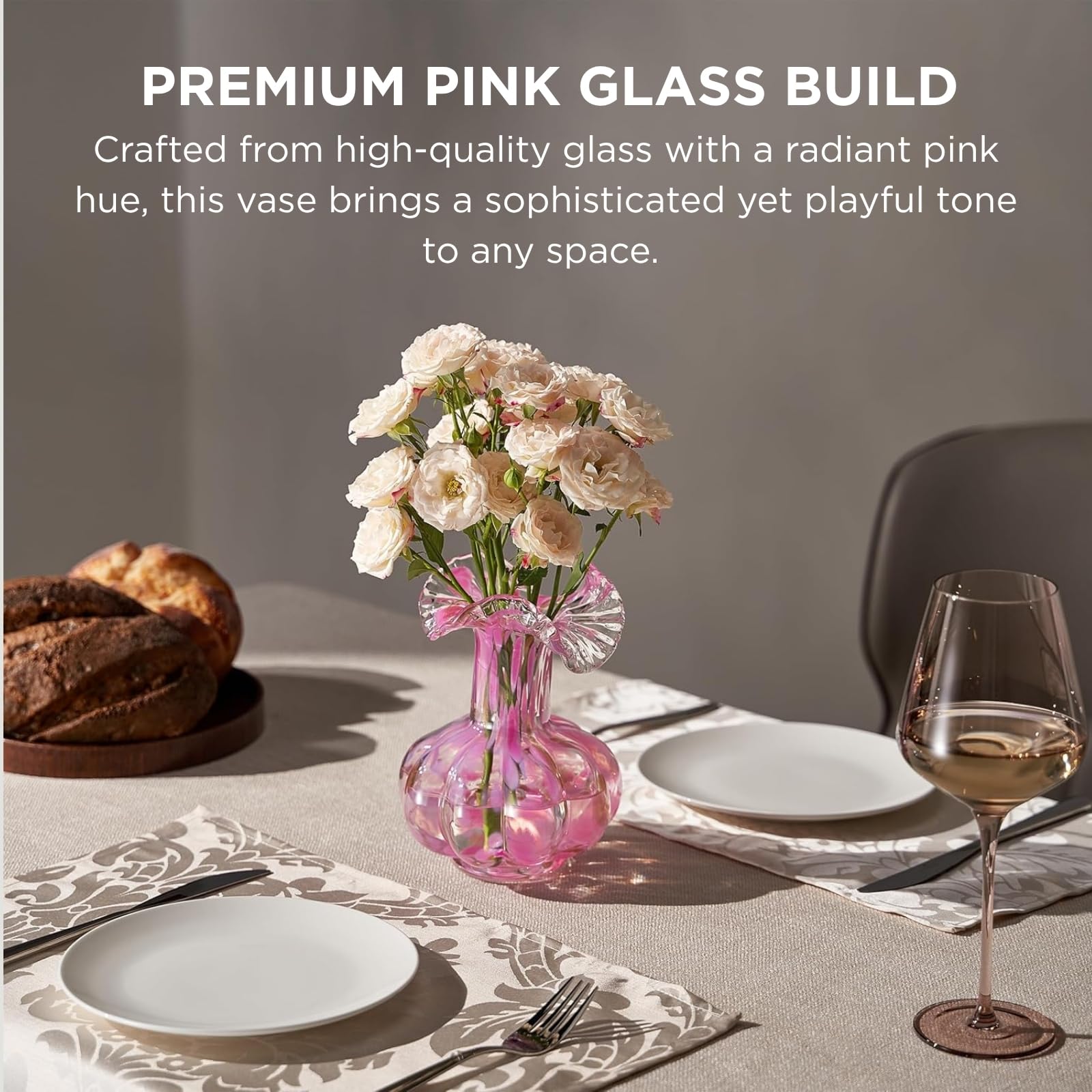 Soft Bloom Hand‑Blown Glass Flower Vase Décor  – 7″  - Boske.store