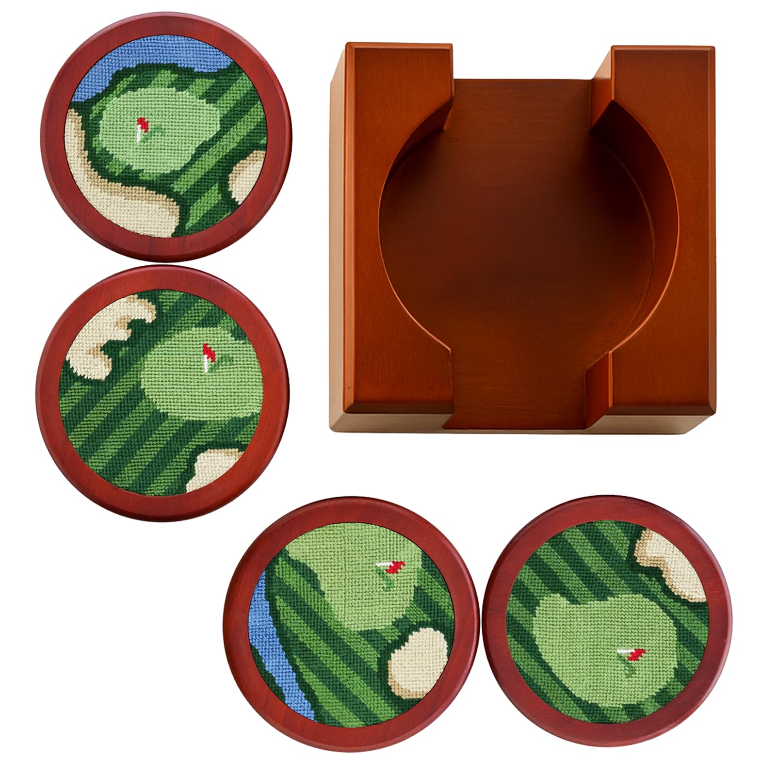Golf Coasters, Durable Wooden Drink Coasters with Holder - Boske.store